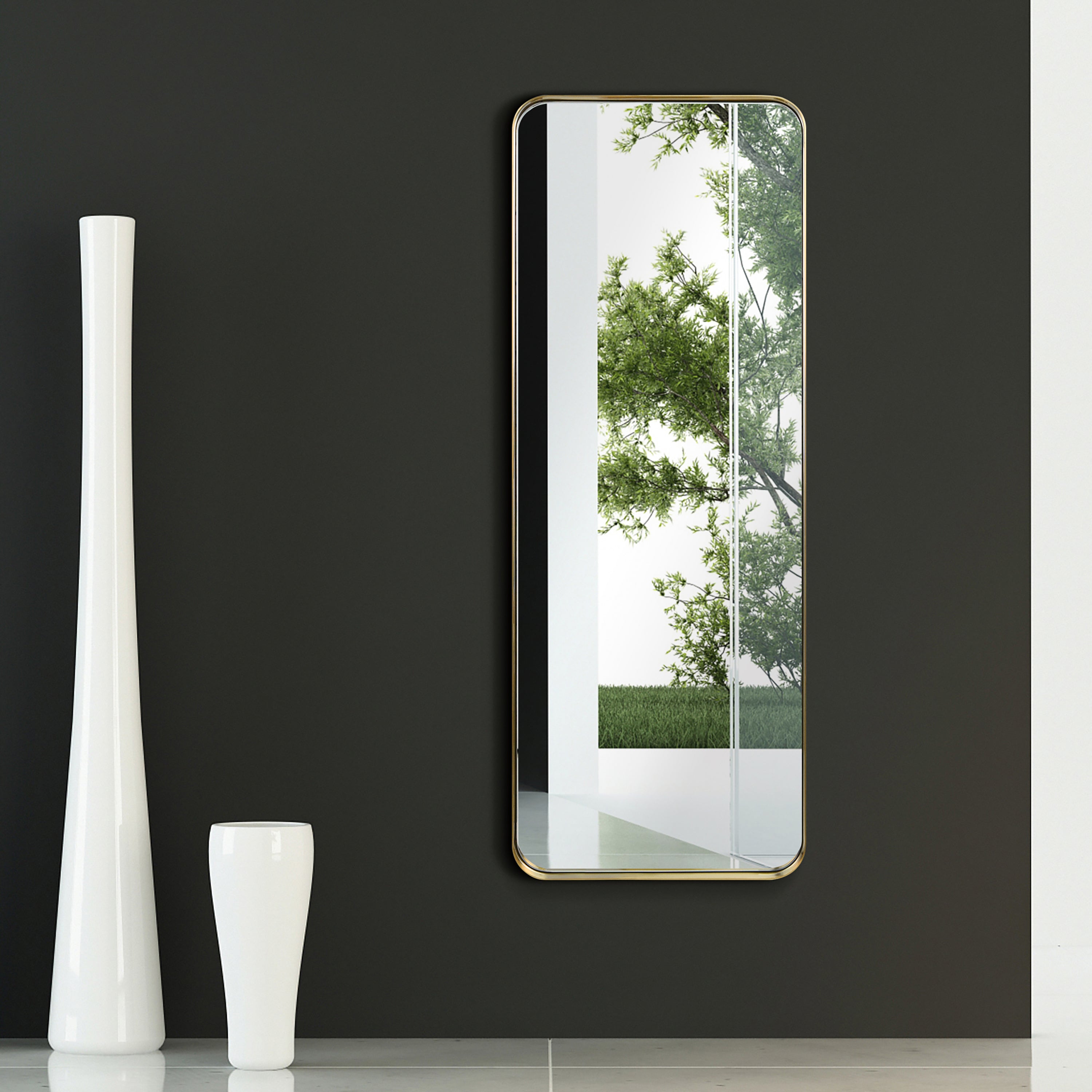 Ultra Brushed Gold Stainless Steel Rectangular Wall Mirror