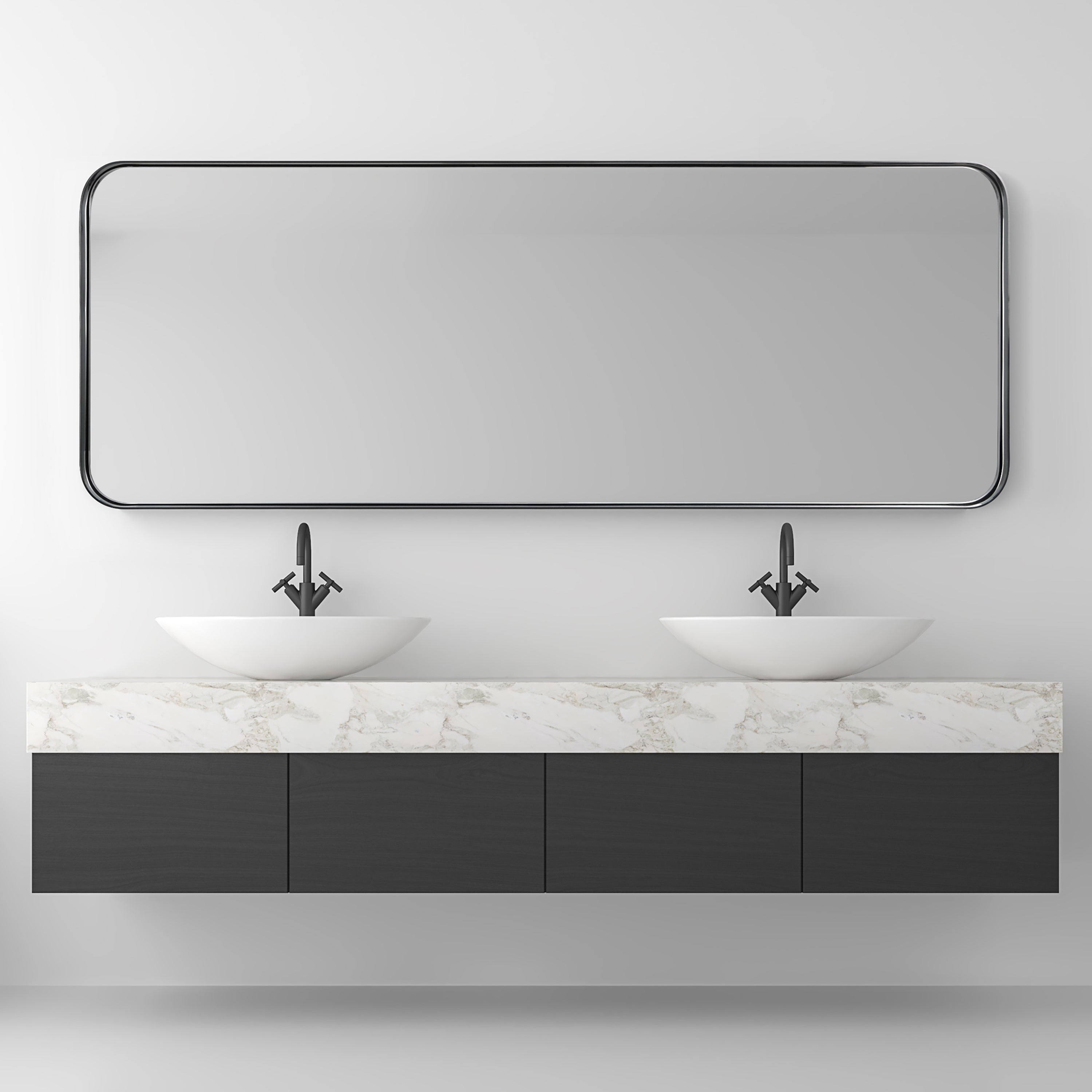 Ultra Brushed Black Stainless Steel Rectangular Wall Mirror