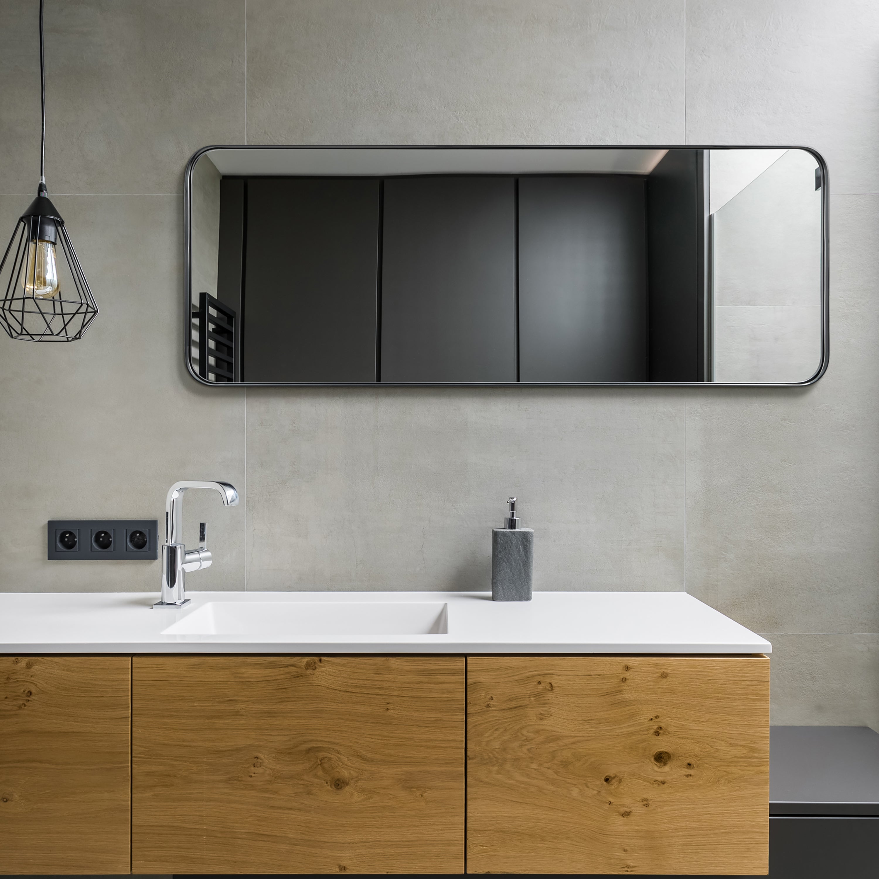 Ultra Brushed Black Stainless Steel Rectangular Wall Mirror