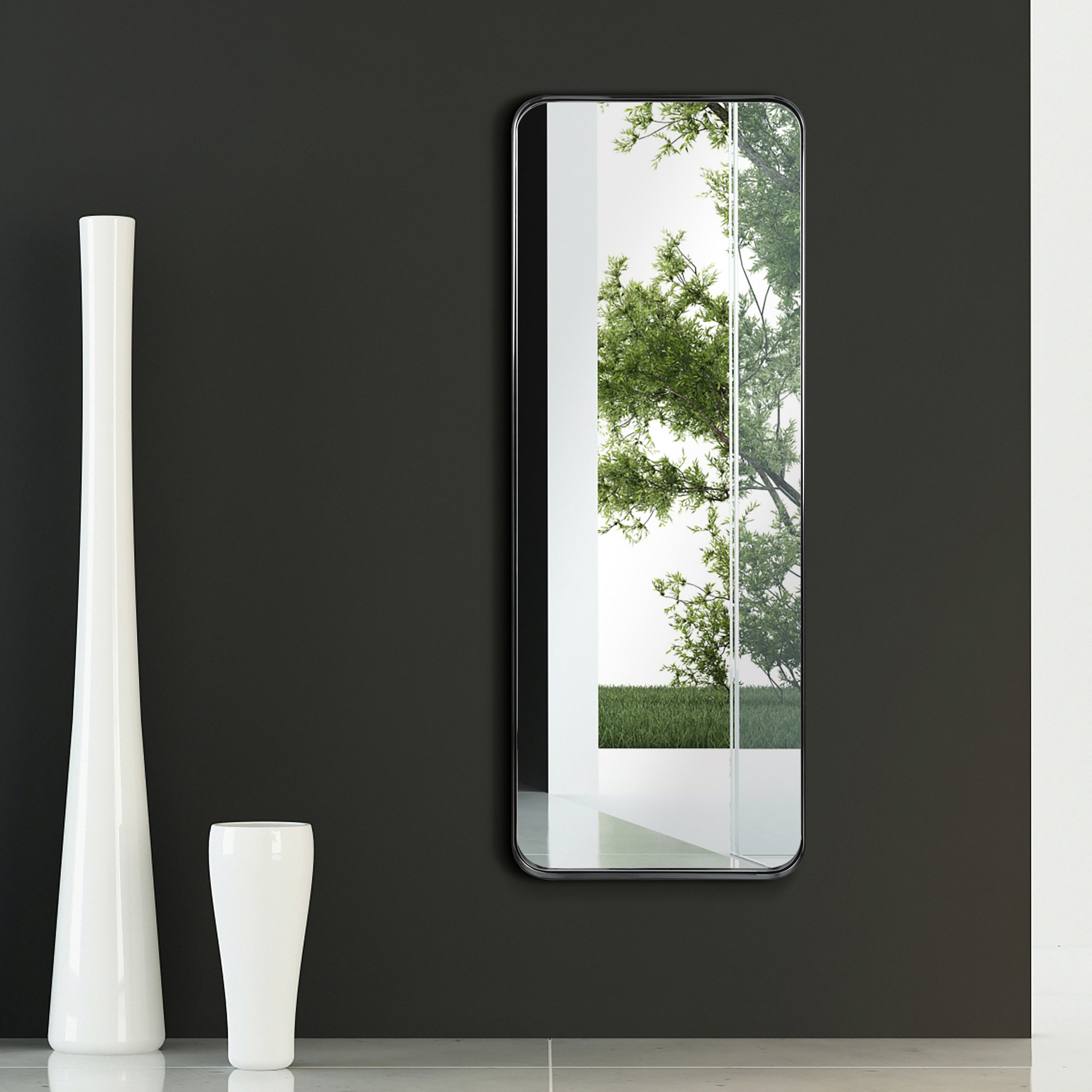 Ultra Brushed Black Stainless Steel Rectangular Wall Mirror