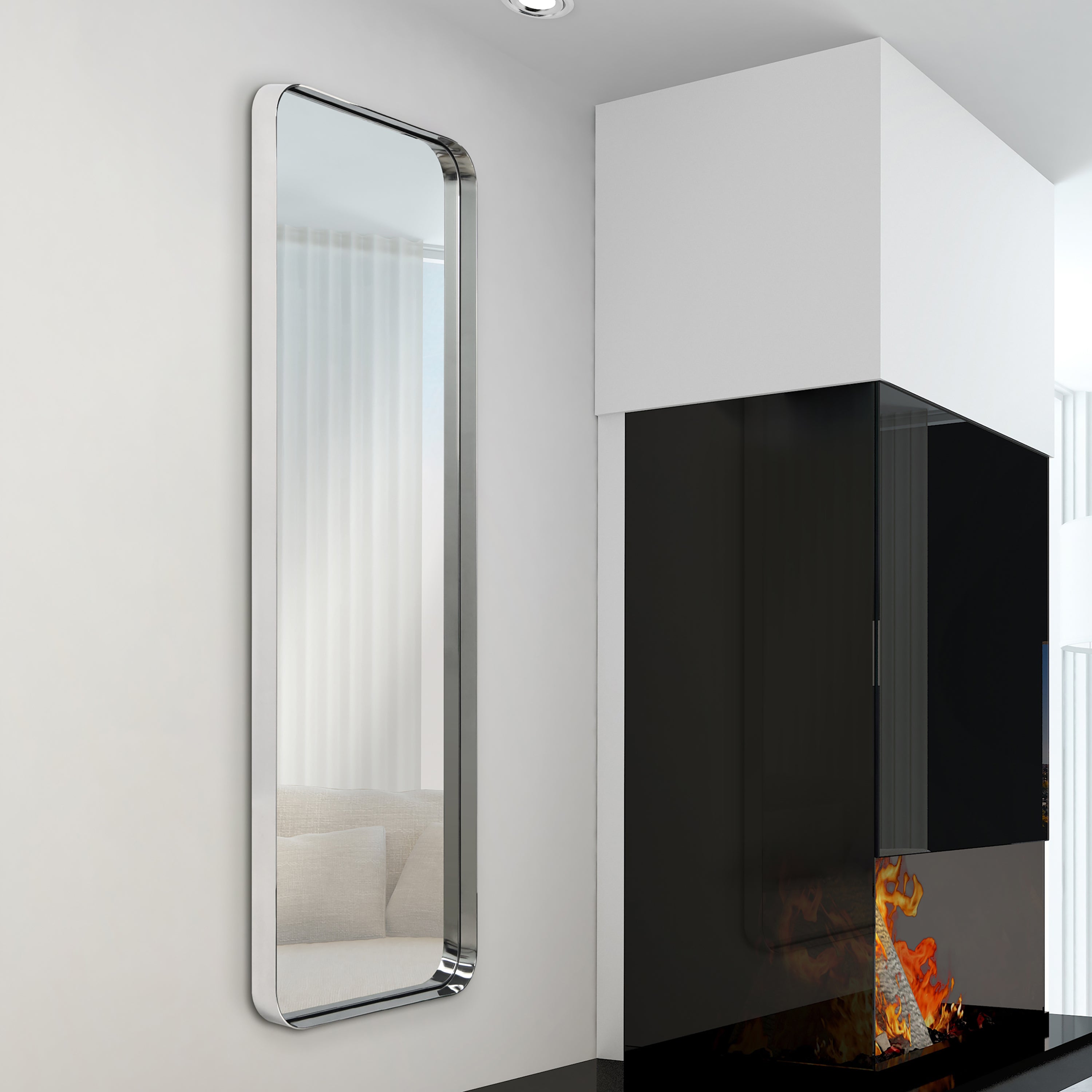 Ultra Polished Silver Stainless Steel Rectangular Wall Mirror