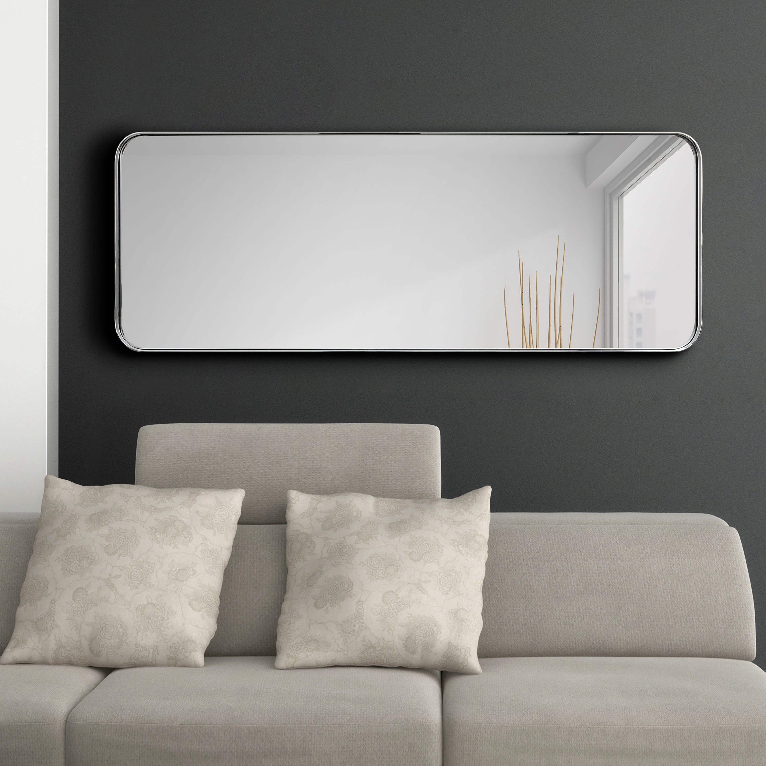 Ultra Polished Silver Stainless Steel Rectangular Wall Mirror