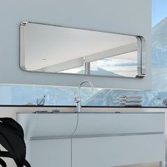 Ultra Polished Silver Stainless Steel Rectangular Wall Mirror