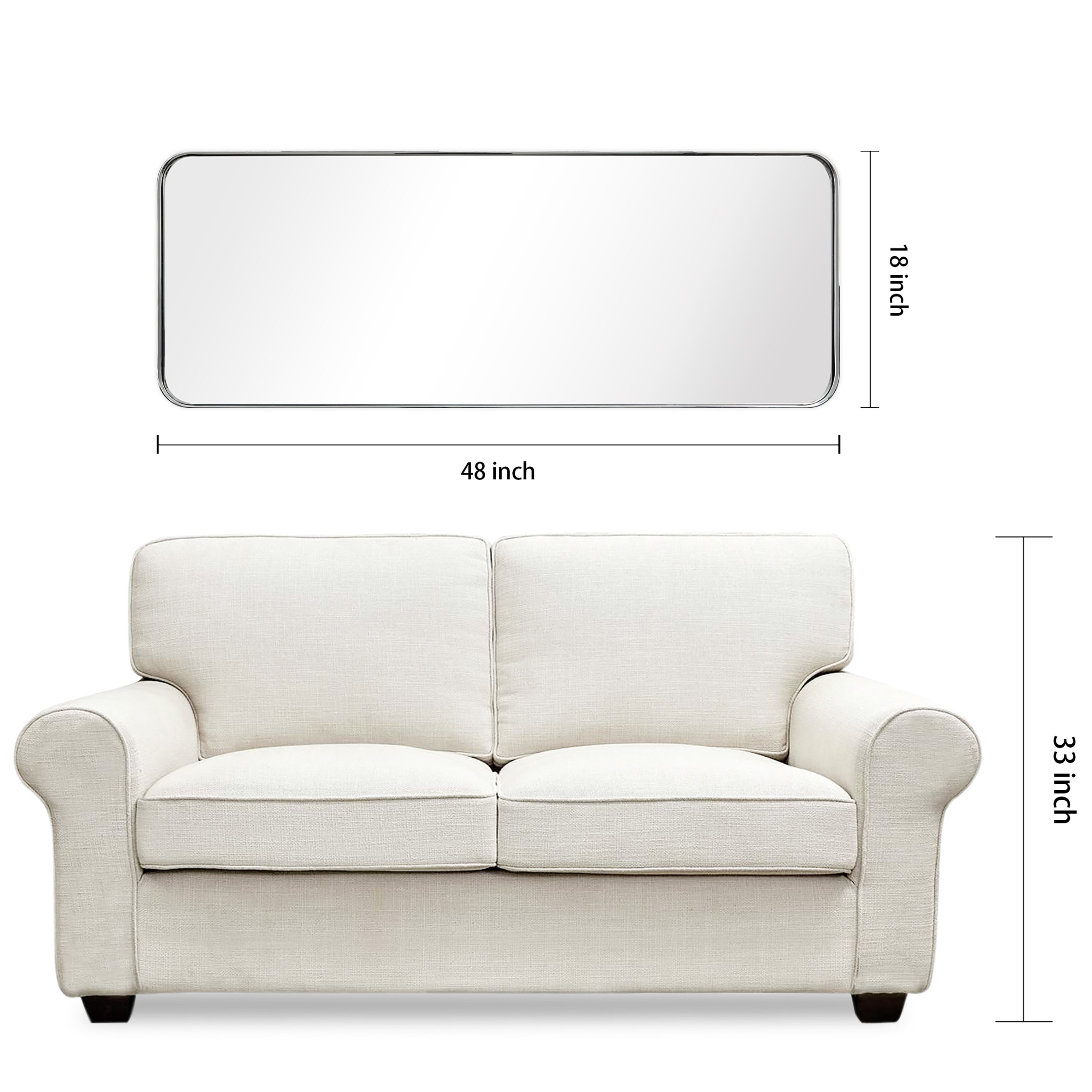 Ultra Polished Silver Stainless Steel Rectangular Wall Mirror