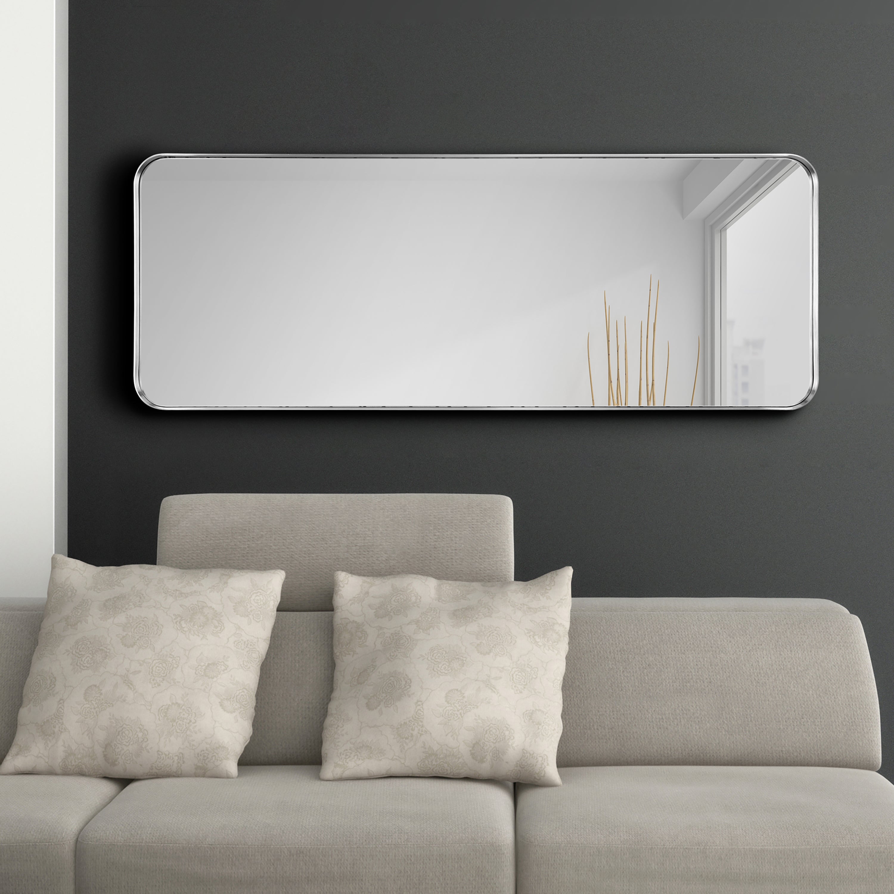 Ultra Brushed Silver Stainless Steel Rectangular Wall Mirror