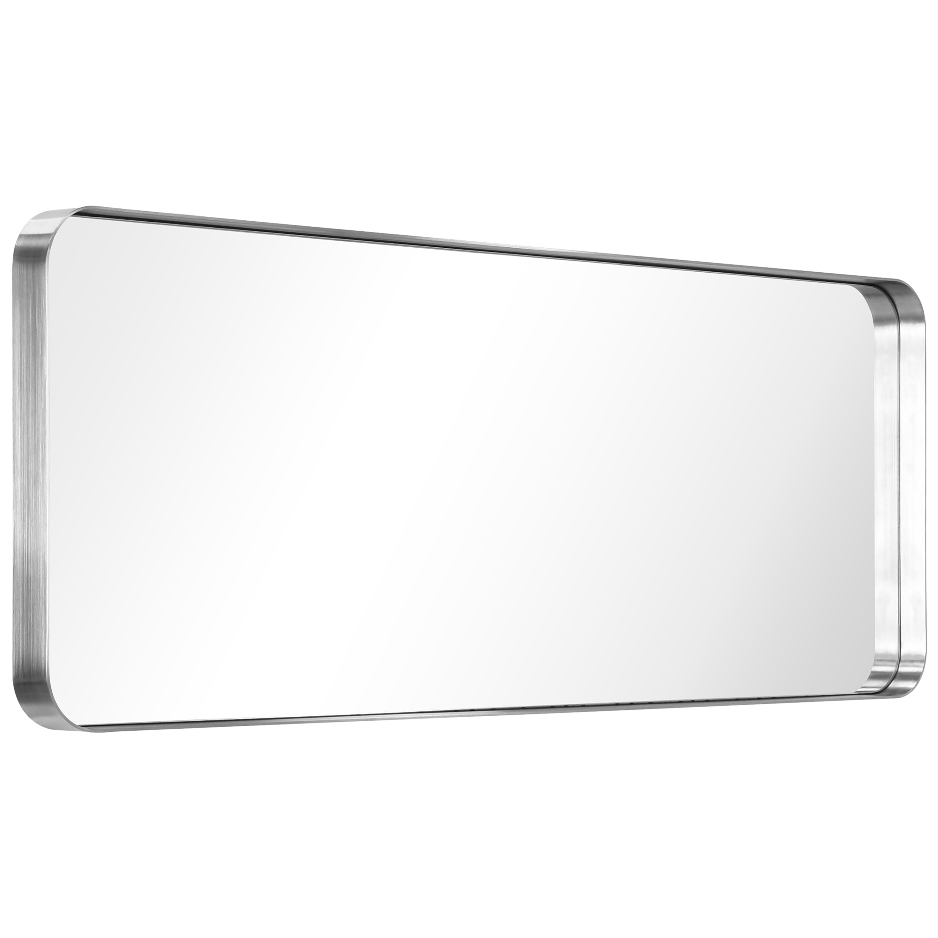 Ultra Brushed Silver Stainless Steel Rectangular Wall Mirror