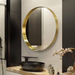 Ultra Brushed Gold Stainless Steel Round Wall Mirror