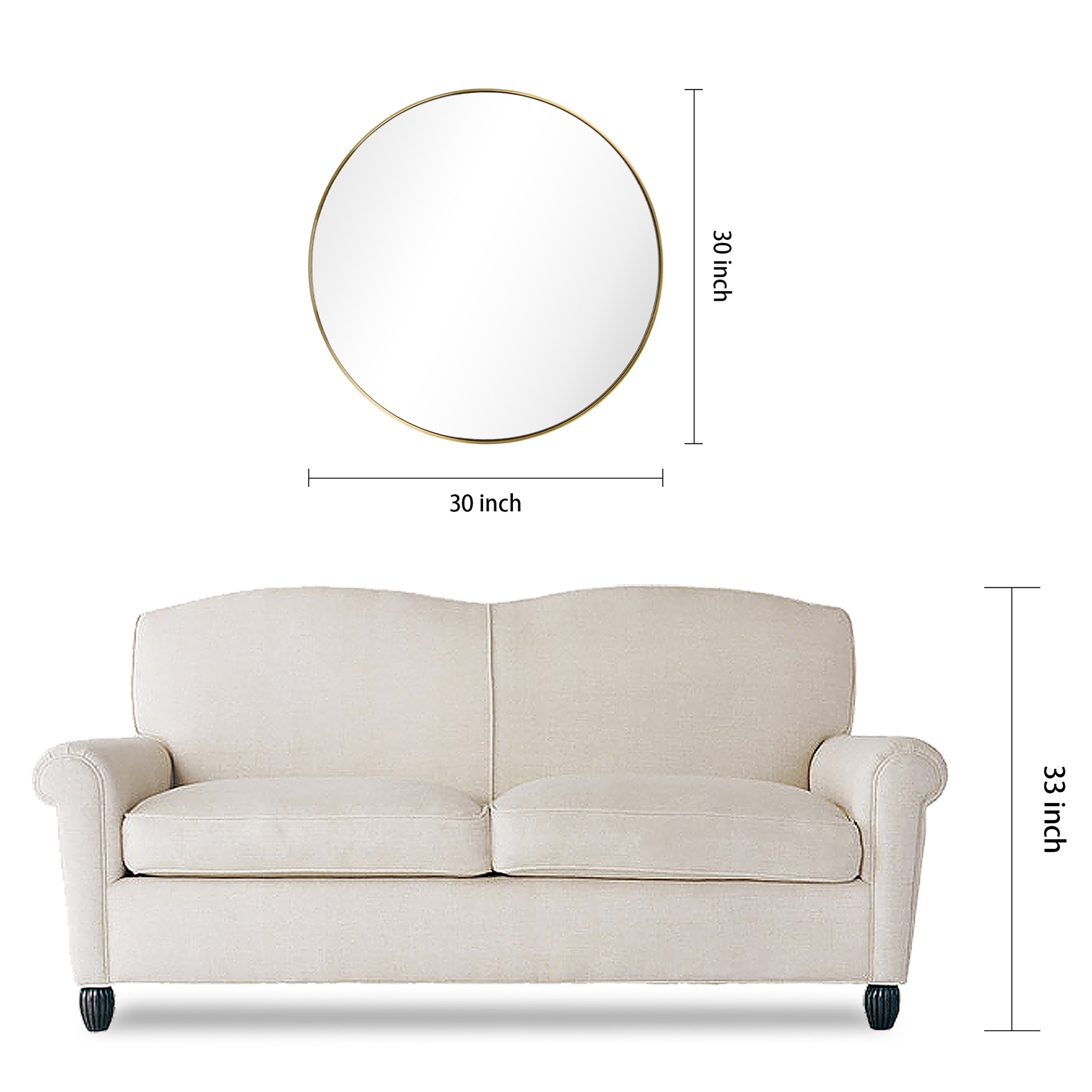 Ultra Brushed Gold Stainless Steel Round Wall Mirror