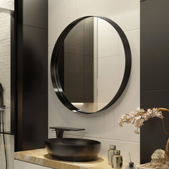 Ultra Brushed Black Stainless Steel Round Wall Mirror