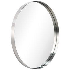 Ultra Brushed Silver Stainless Steel Round Wall Mirror