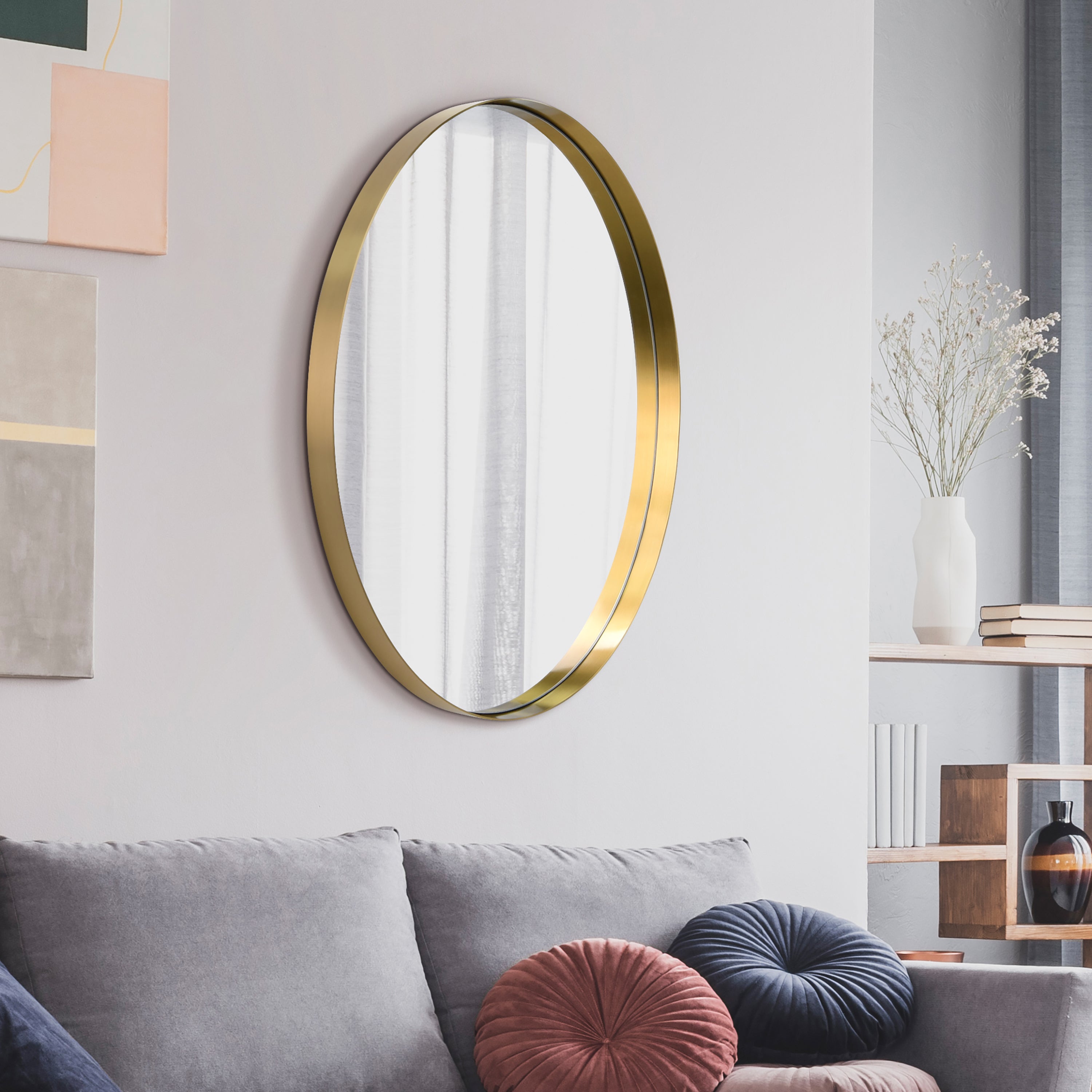 Ultra Brushed Gold Stainless Steel Oval Wall Mirror