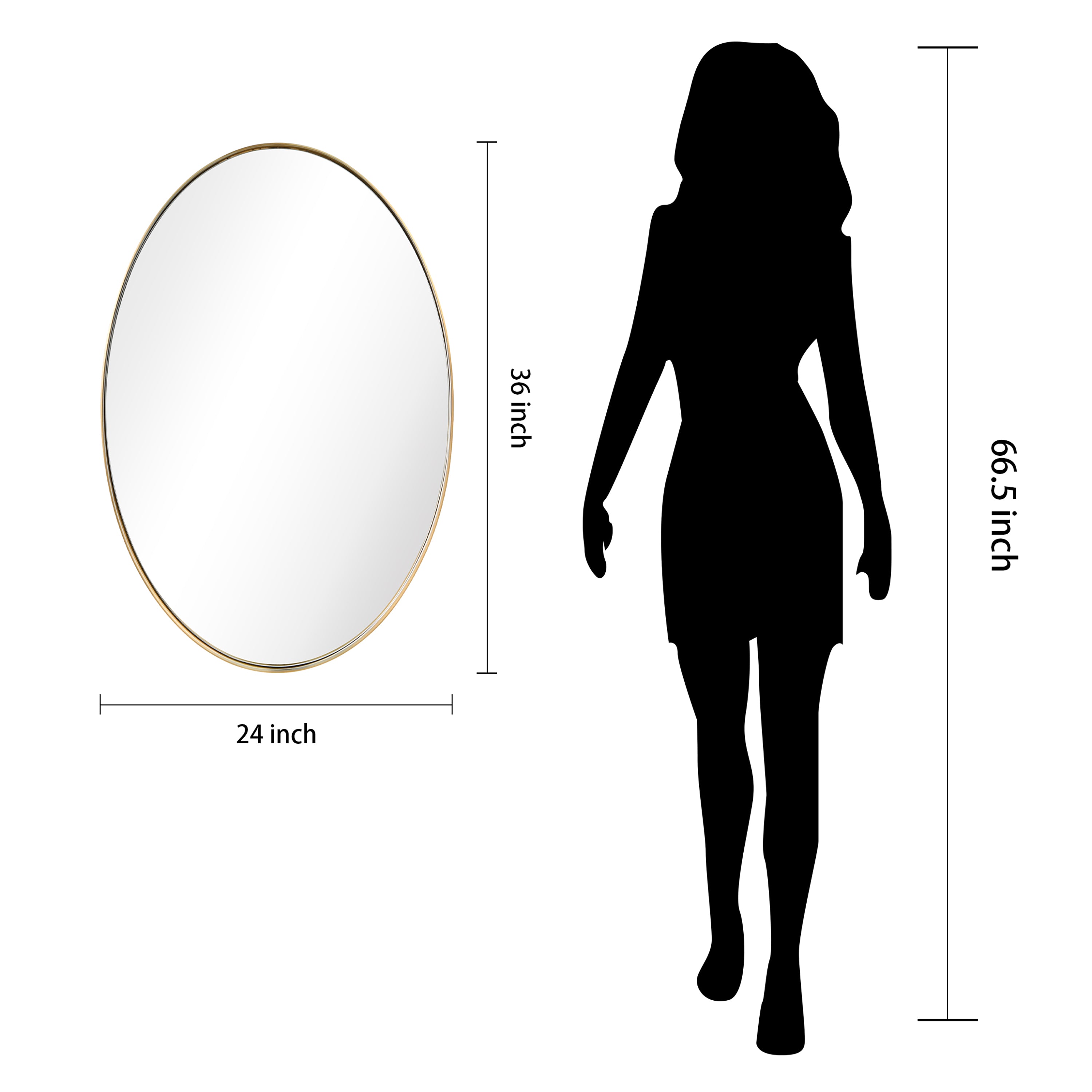 Ultra Brushed Gold Stainless Steel Oval Wall Mirror