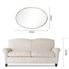 Ultra Brushed Gold Stainless Steel Oval Wall Mirror