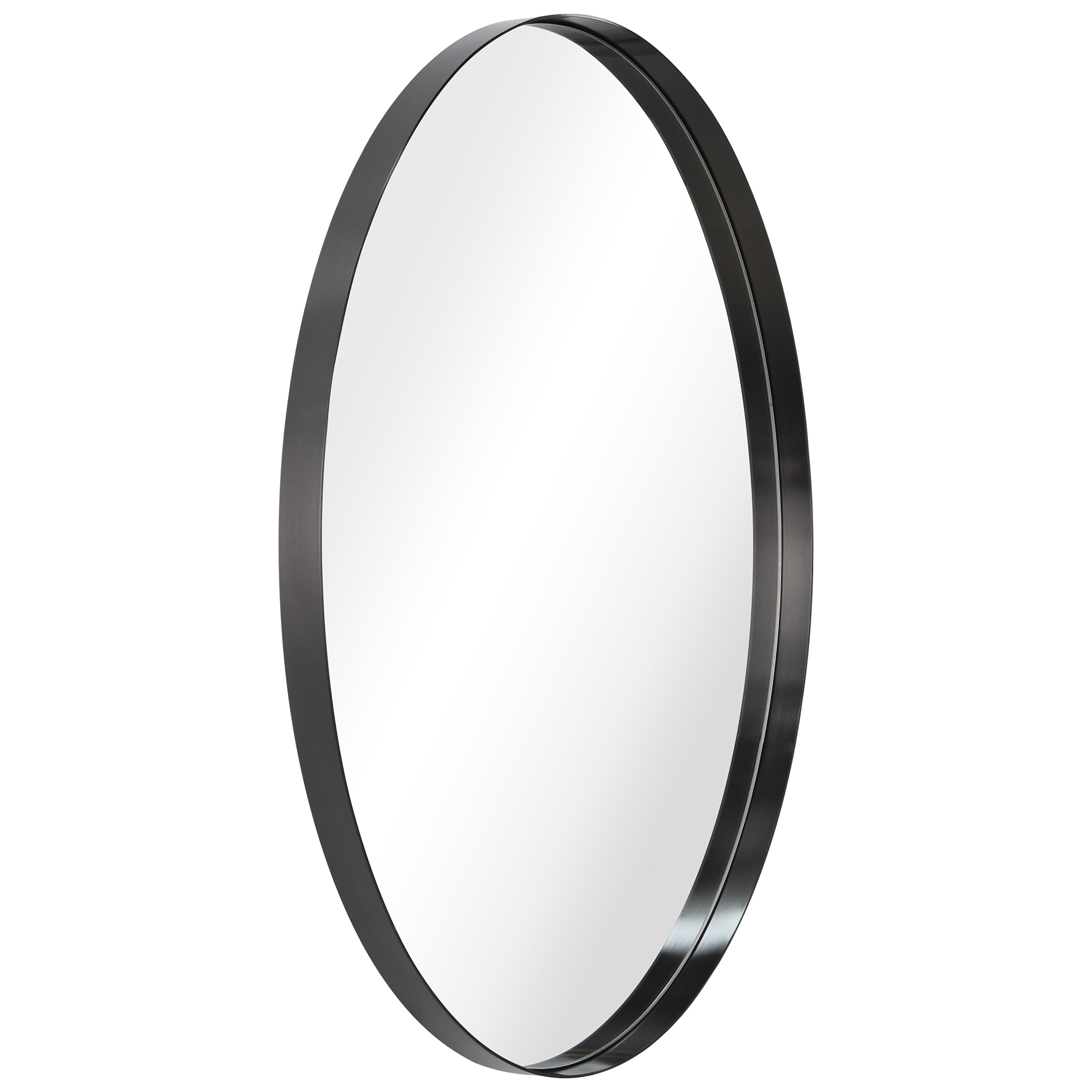 Ultra Brushed Black Stainless Steel Oval  Wall Mirror