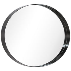 Ultra Brushed Black Stainless Steel Oval  Wall Mirror