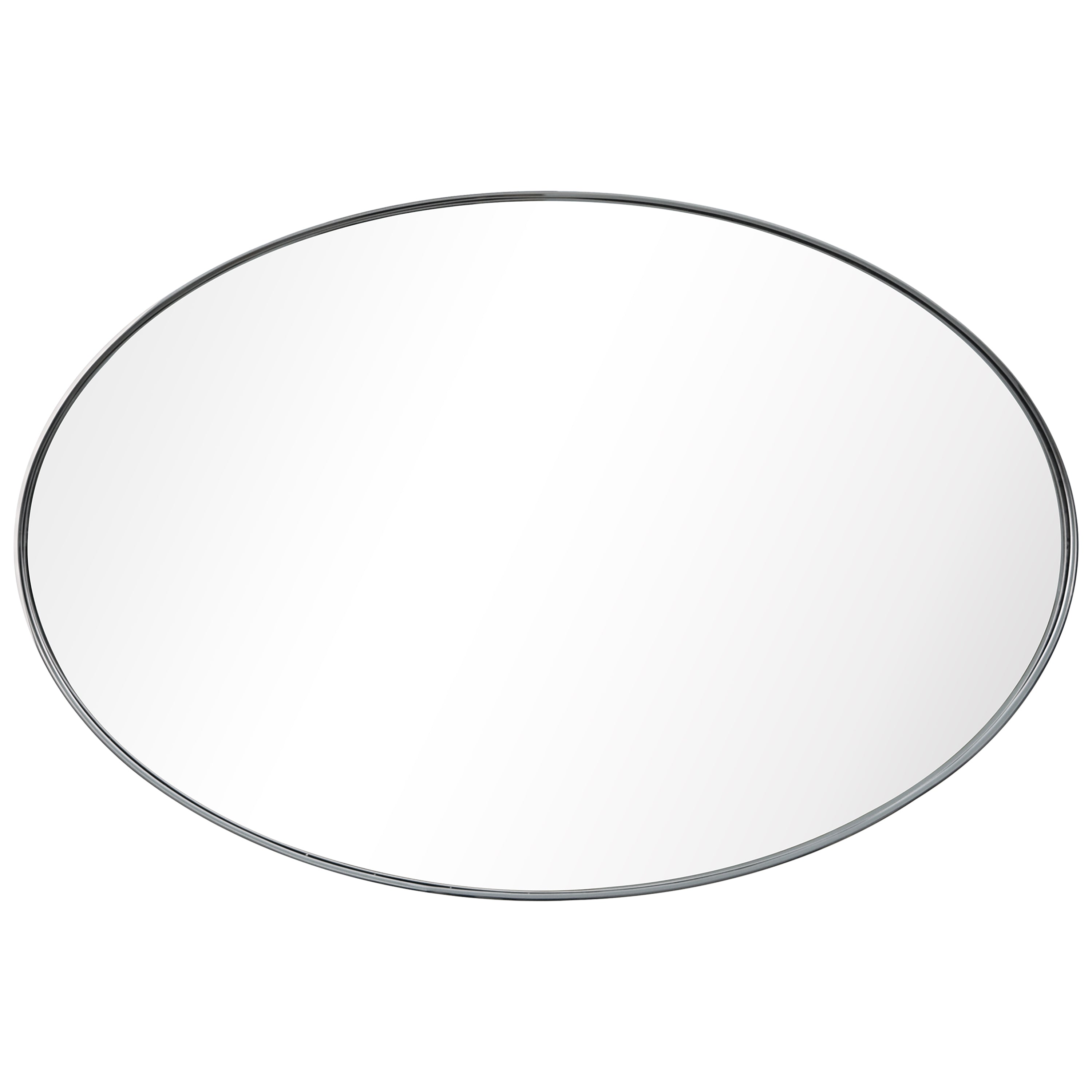 Ultra Polished Silver Stainless Steel Oval Wall Mirror