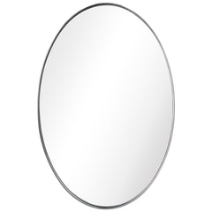 Ultra Polished Silver Stainless Steel Oval Wall Mirror