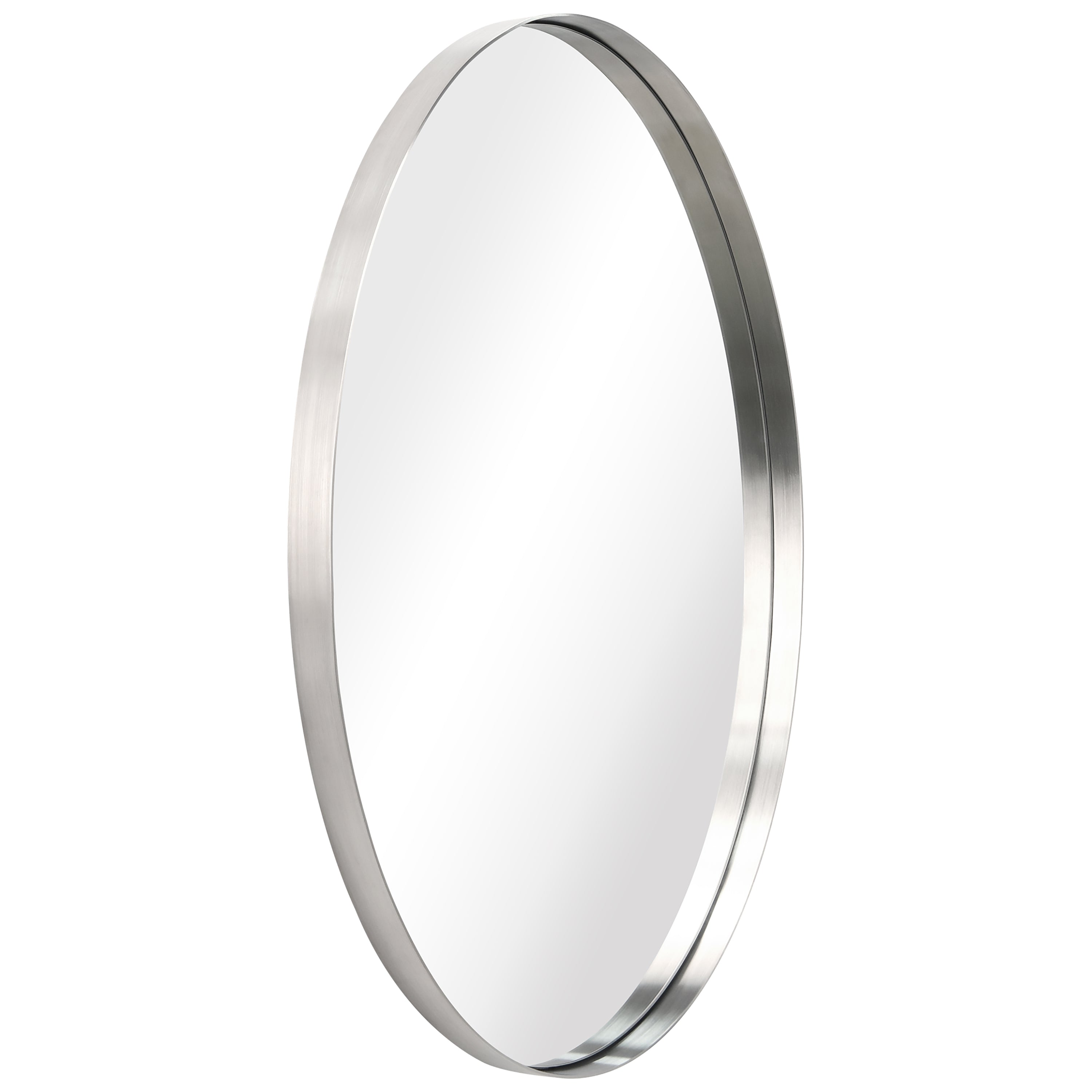 Ultra Brushed Silver Stainless Steel Oval Wall Mirror