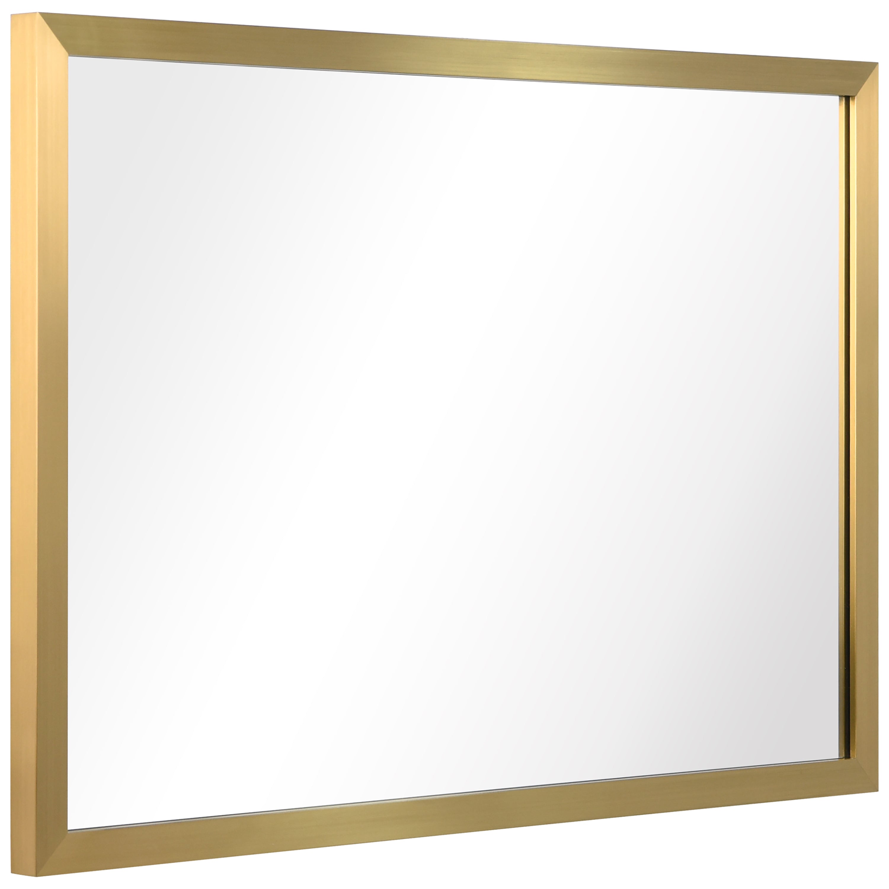 Contempo Brushed Stainless Steel Gold Rectangular Wall Mirror