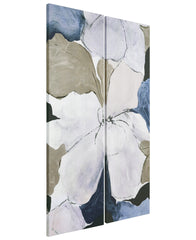 "Floral Serenity I & II", Flower Abstract Artwork on Silver Shagreen Wrapped Canvas Wall Art Set, sized 72"x22"