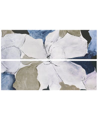 "Floral Serenity I & II", Flower Abstract Artwork on Silver Shagreen Wrapped Canvas Wall Art Set, sized 72"x22"