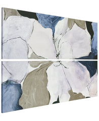 "Floral Serenity I & II", Flower Abstract Artwork on Silver Shagreen Wrapped Canvas Wall Art Set, sized 72"x22"