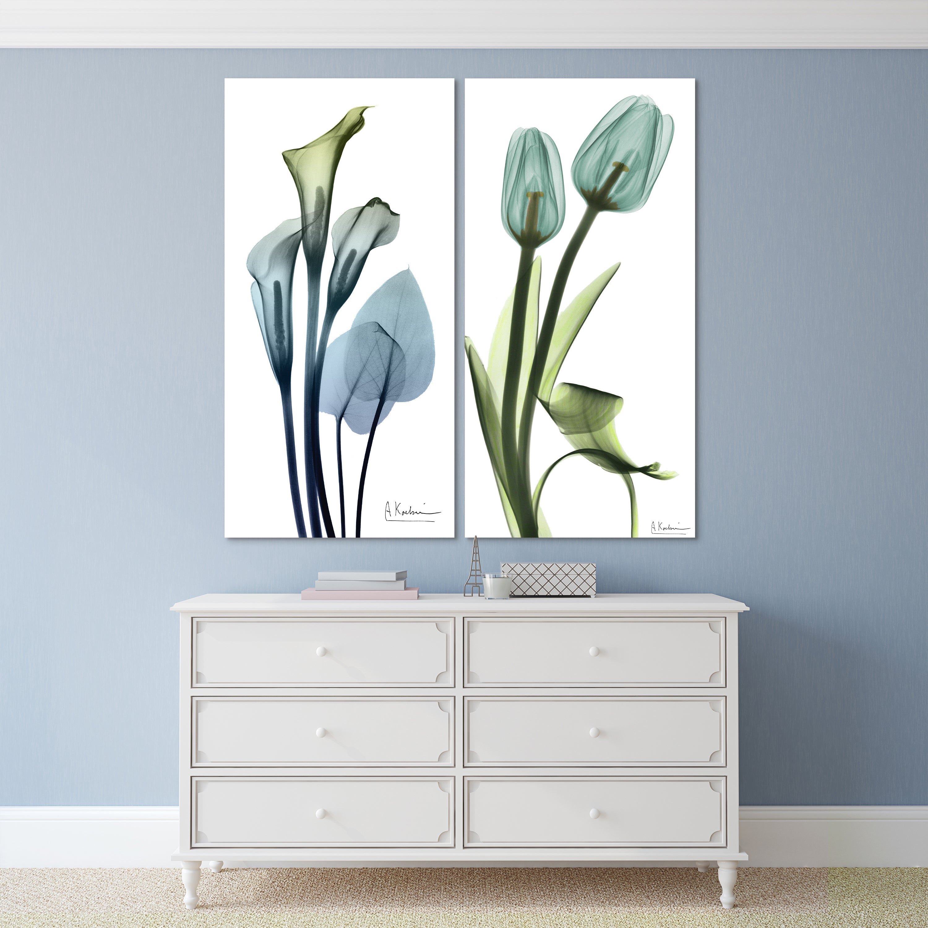 Calla Lily and Blue Tulips