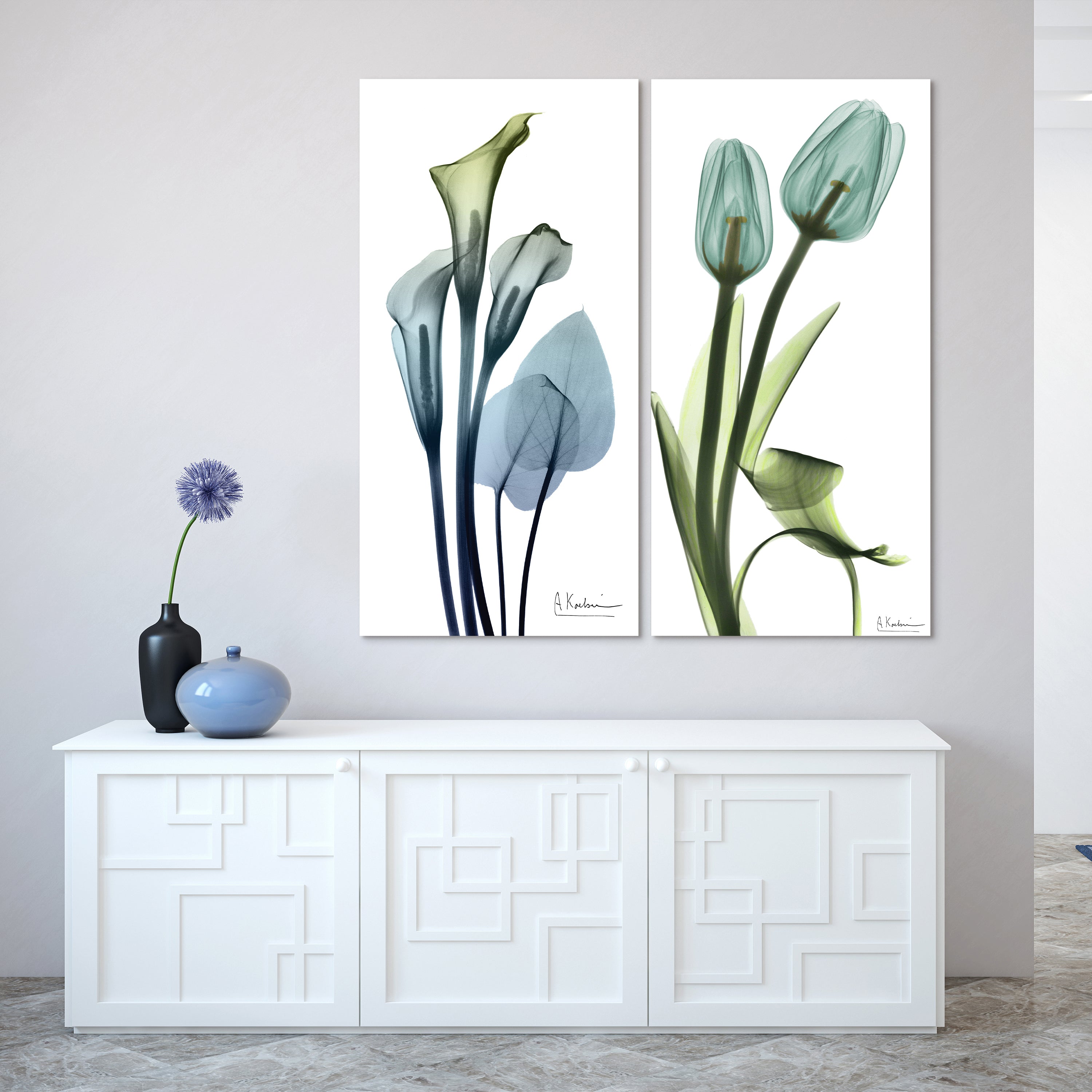 Calla Lily and Blue Tulips