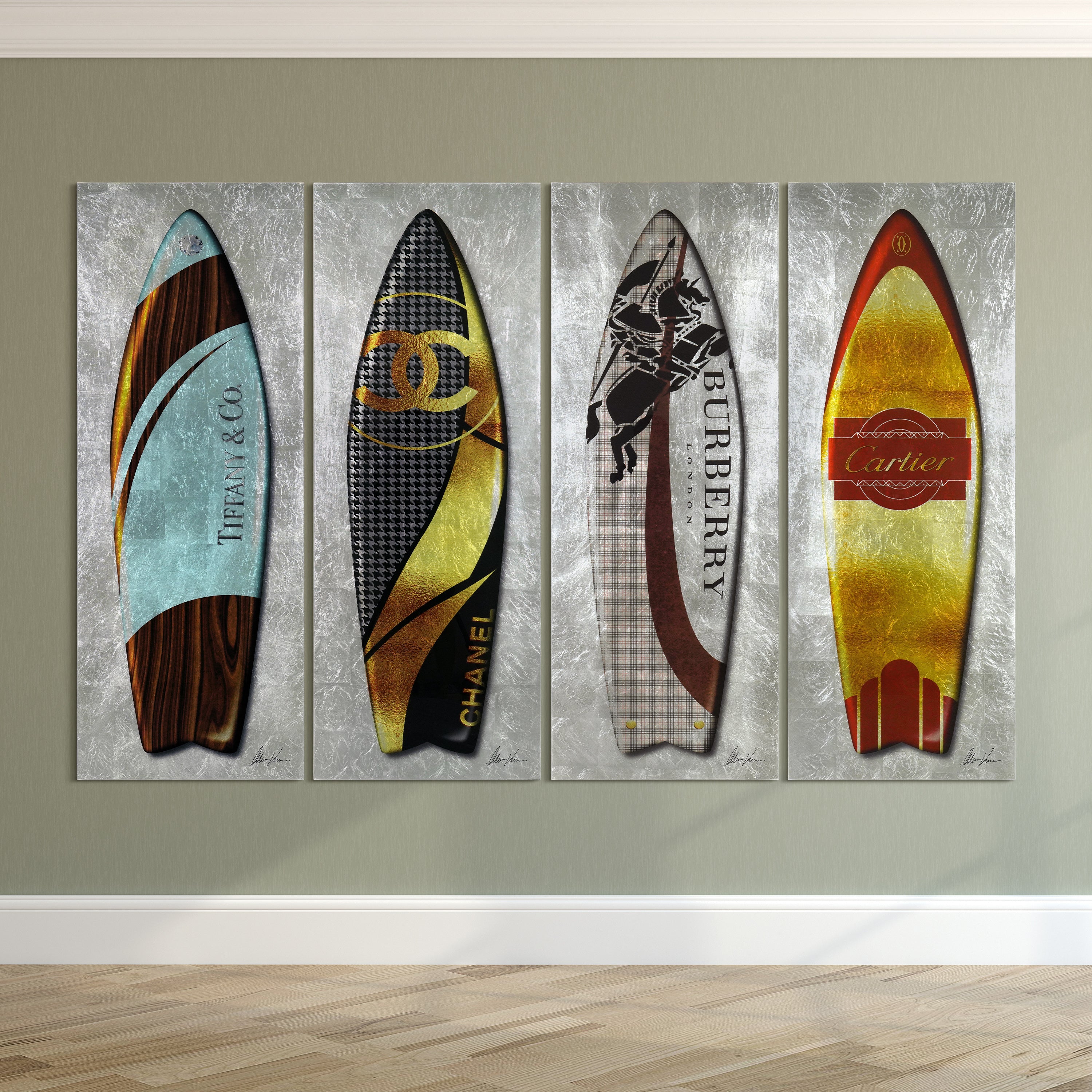 Blue, Black, Burgundy, Golden Designer Surfboard