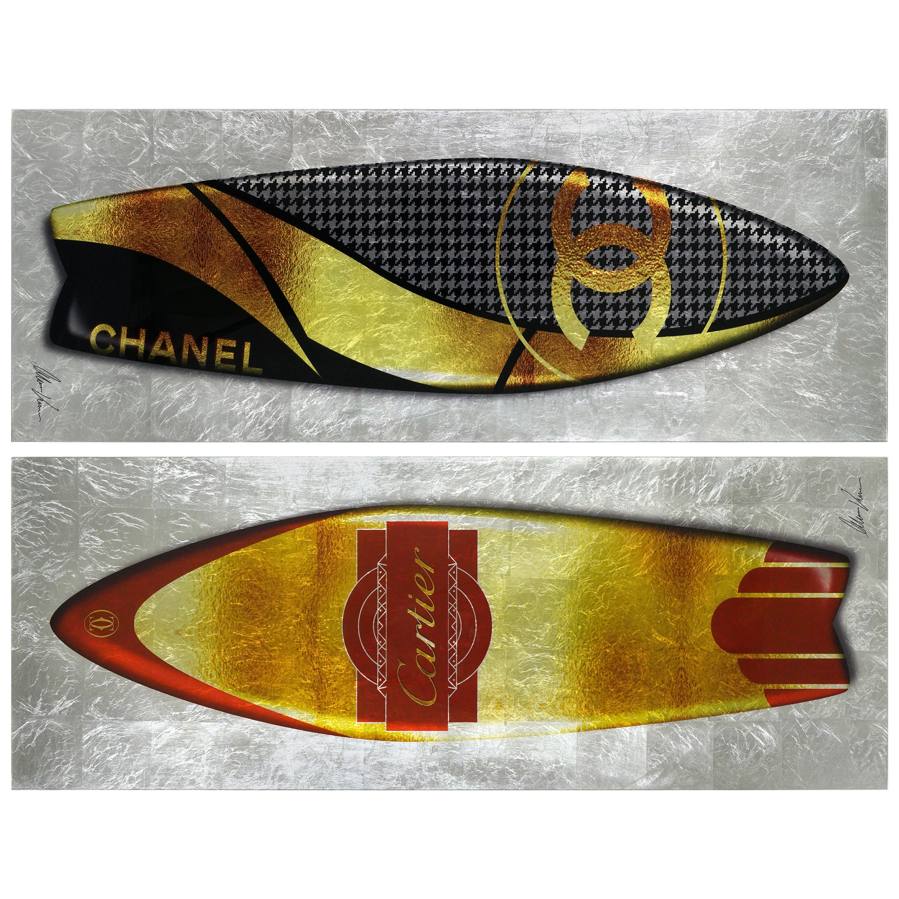 Black, Golden Designer Surfboard