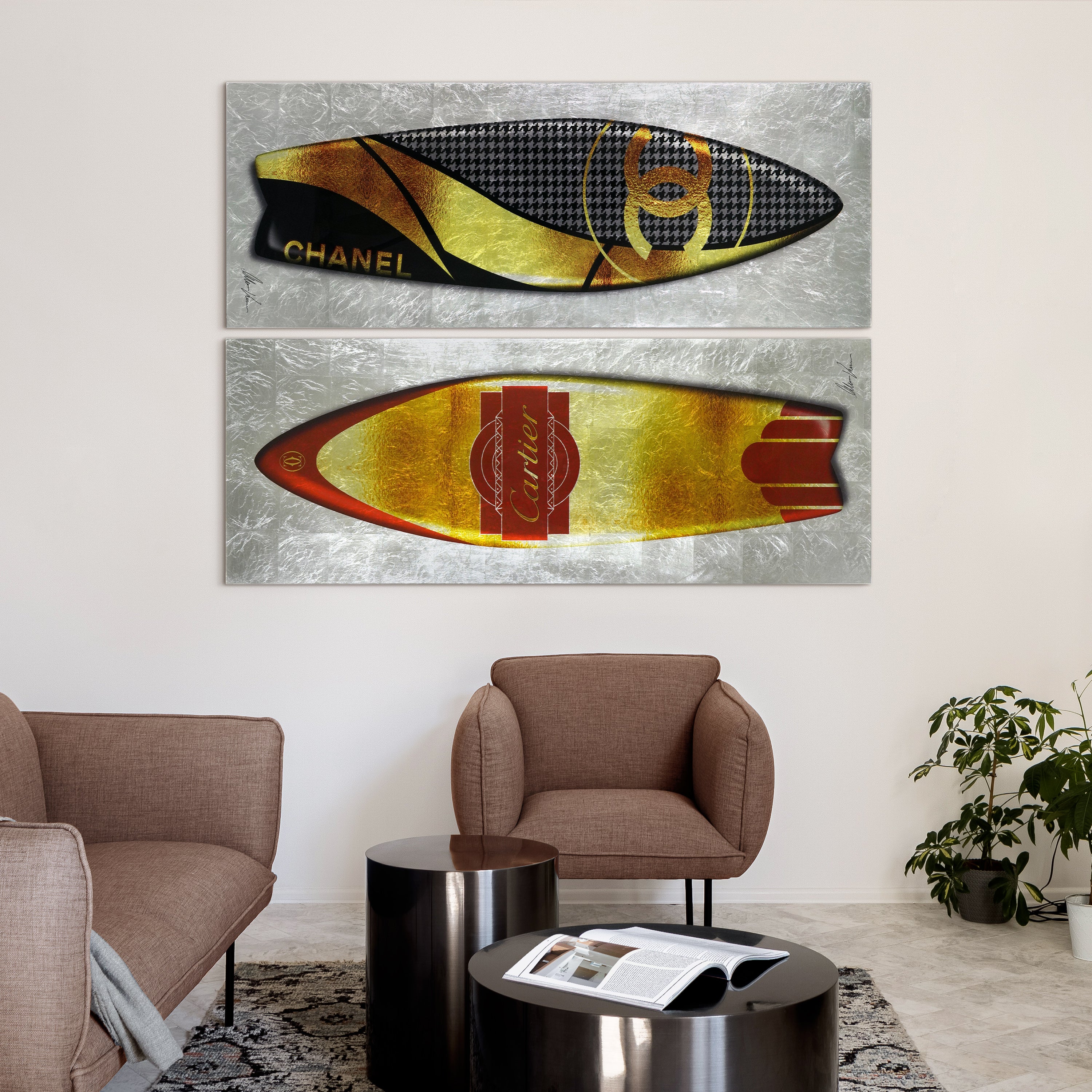 Black, Golden Designer Surfboard