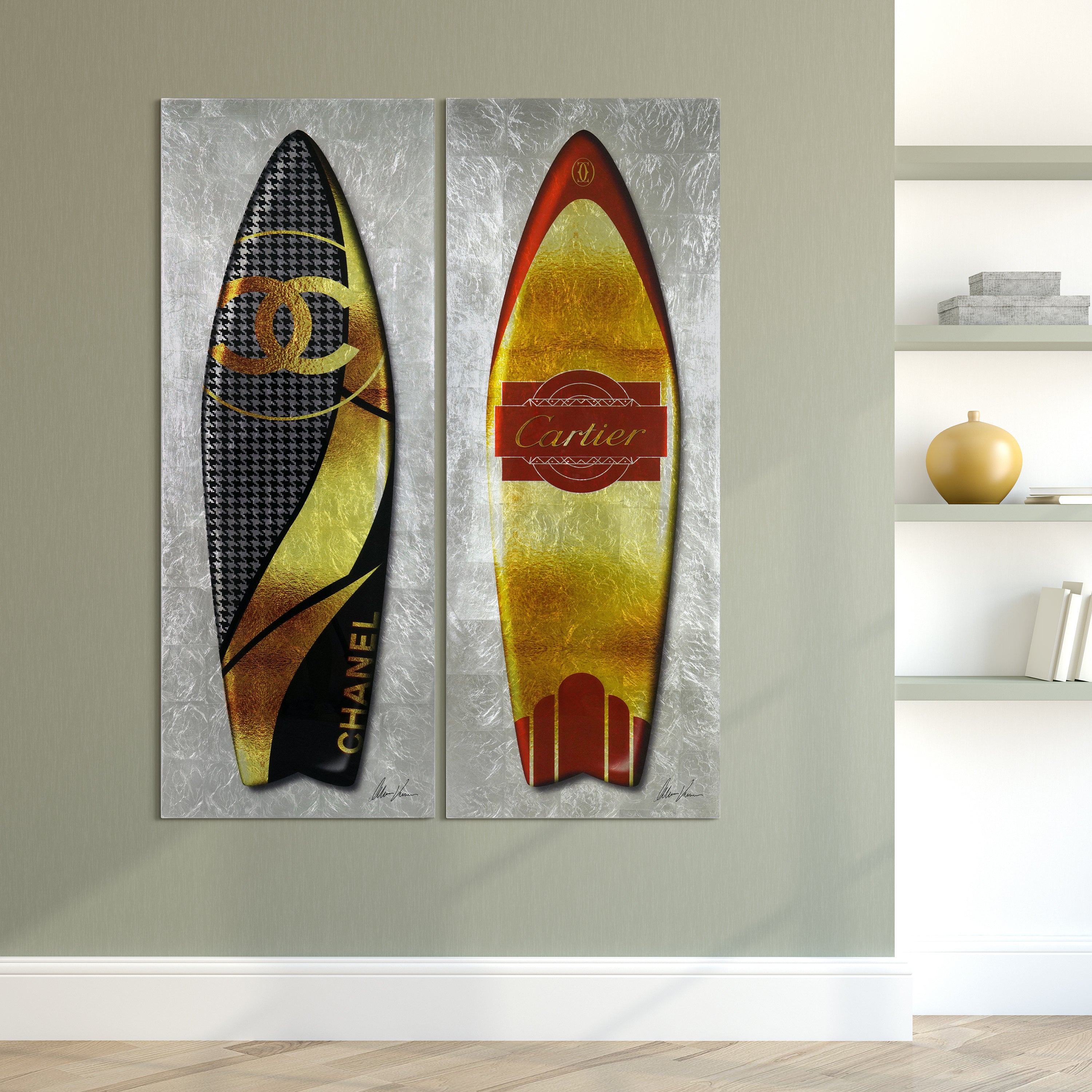 Black, Golden Designer Surfboard