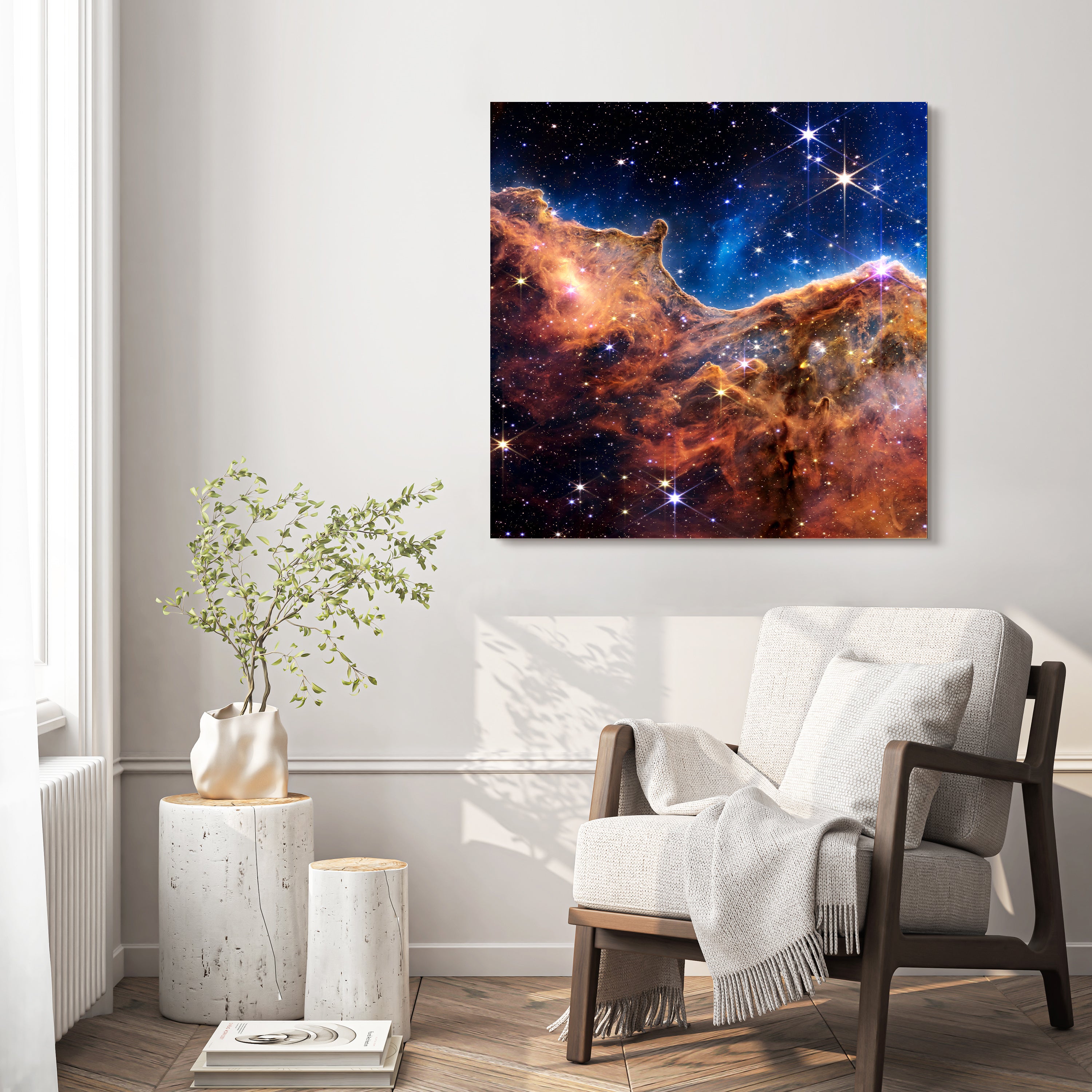 "Mountains of the Carina Nebula I" Frameless Free Floating Reverse Printed Tempered Art Glass Wall Art