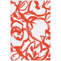 "Scarlet Blooms II" Red Brush Floral Frameless Free Floating Reverse Printed Tempered Art Glass Wall Art