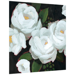 "White Blossom Serenity II" Flower Frameless Free Floating Reverse Printed Tempered Art Glass Wall Art