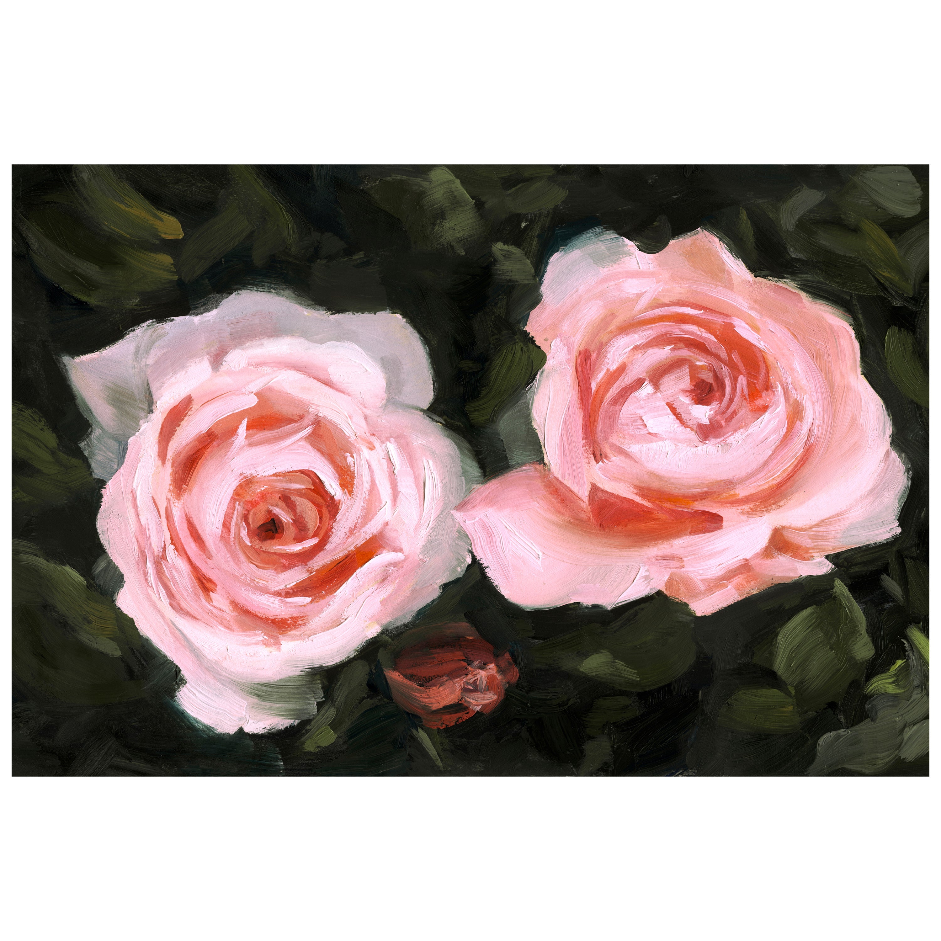 "Ethereal Roses I" Frameless Free Floating Reverse Printed Tempered Art Glass Wall Art