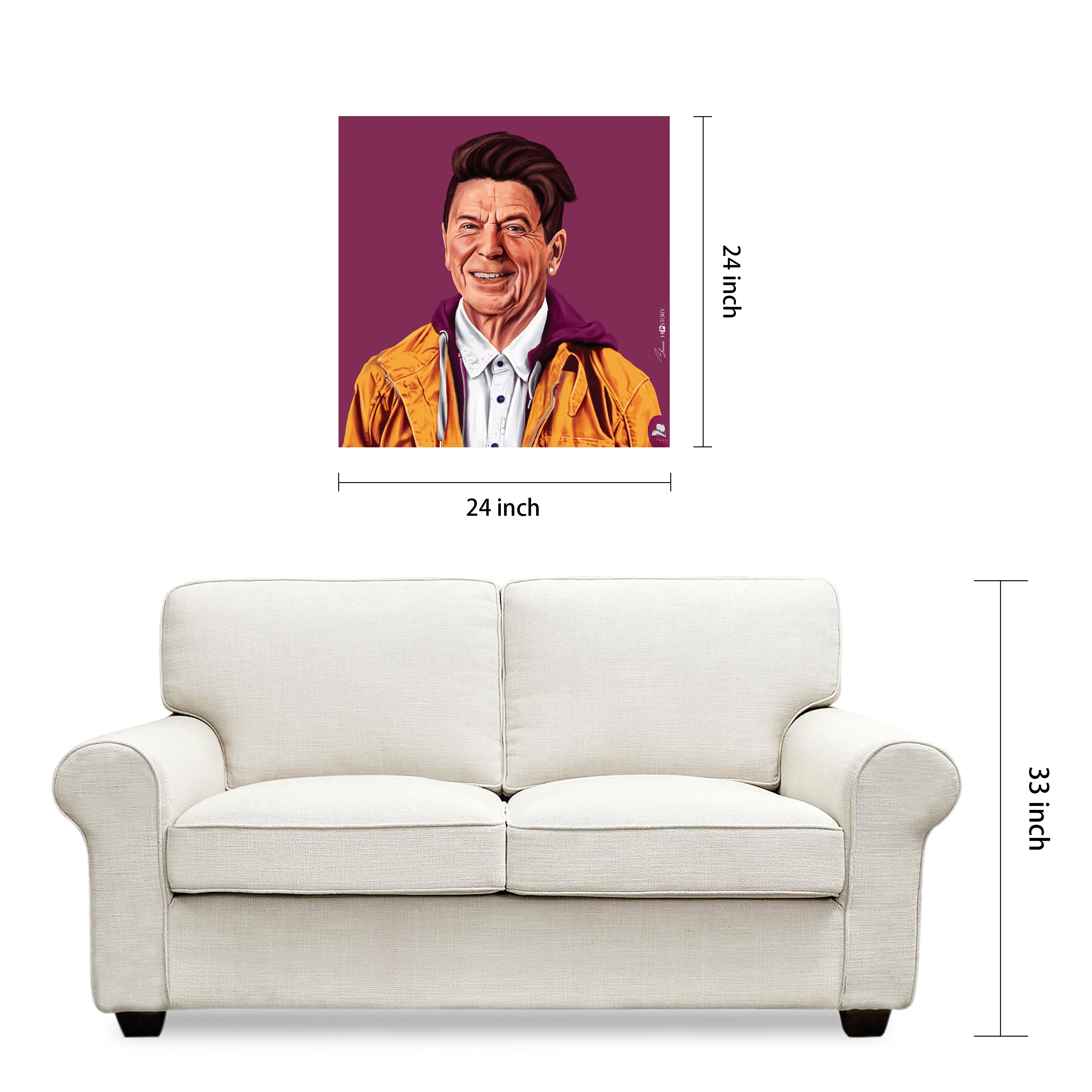 "Hip Ronald Reagan" Frameless Free Floating Reverse Printed Tempered Art Glass Wall Art