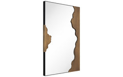 "Antique Gold Edge Tear Rectangular Wall Mirror",24"x36" Mirror Featuring a Brushed Antique Gold Iron Frame with Unique Edge Tear Design Accent