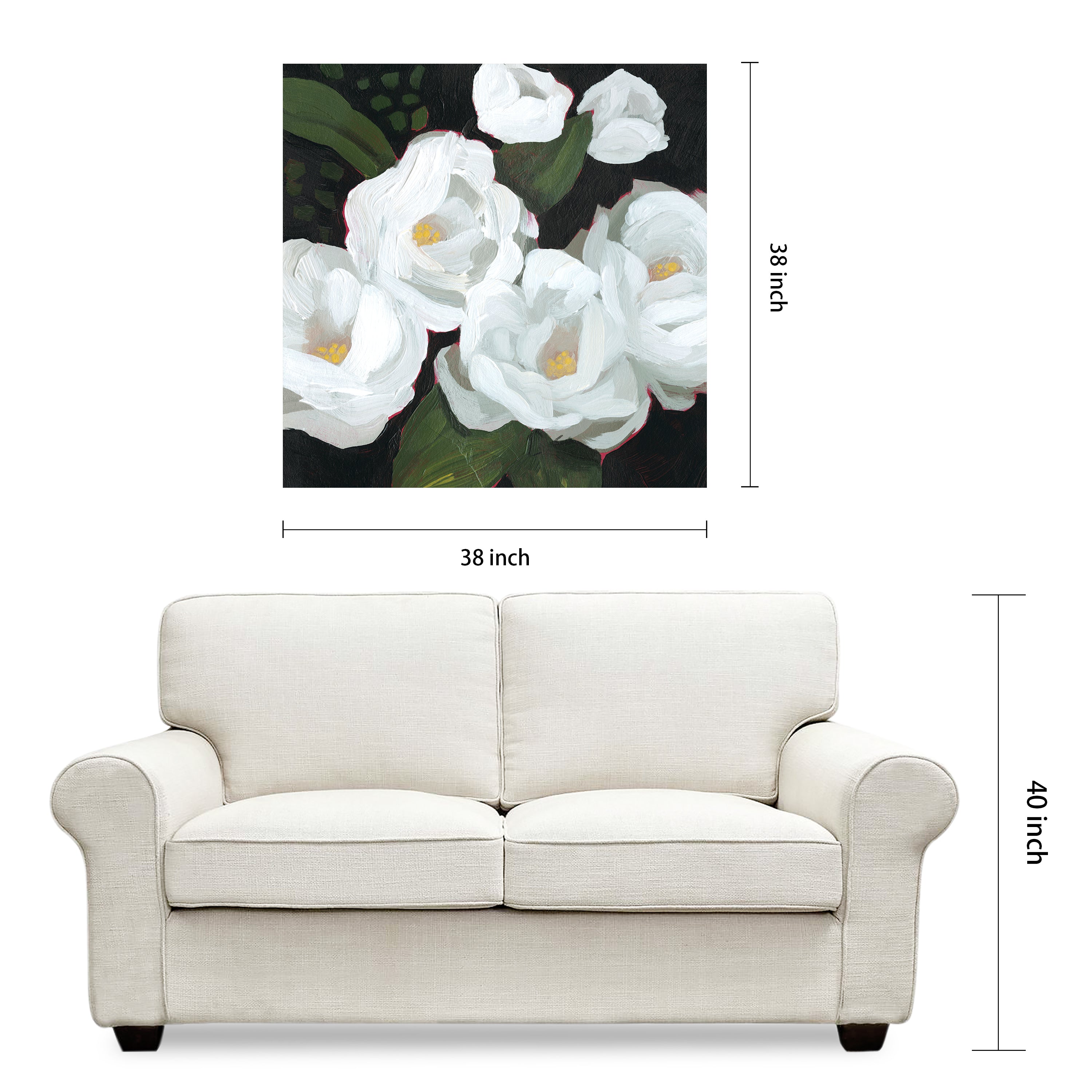 "White Blossom Serenity I" Flower Frameless Free Floating Reverse Printed Tempered Art Glass Wall Art