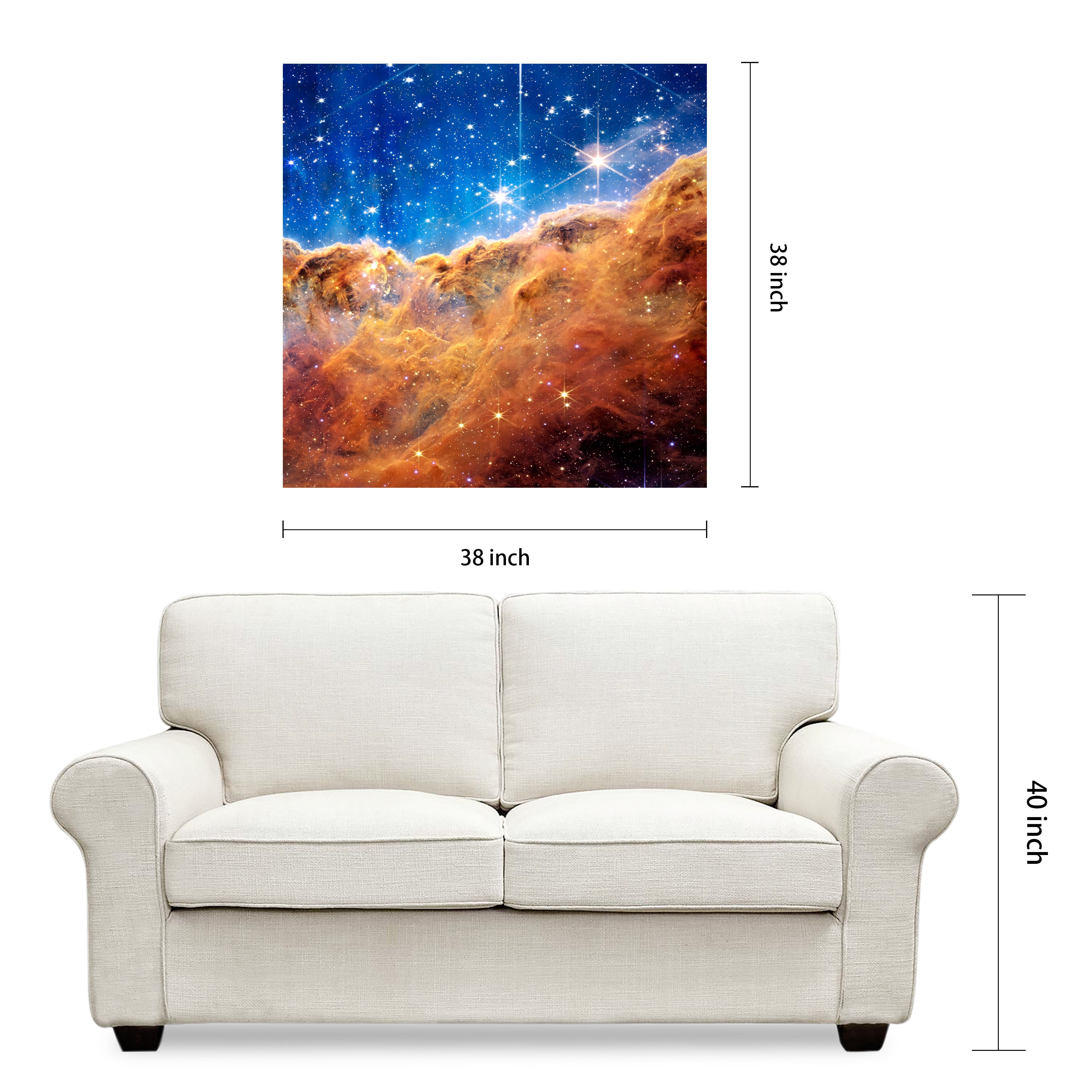 "Mountains of the Carina Nebula II" Frameless Free Floating Reverse Printed Tempered Art Glass Wall Art