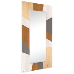 "Modern Geometric" Hand Made Solid Paulownia Wood Beveled Leaner Mirror,size 80"x40"