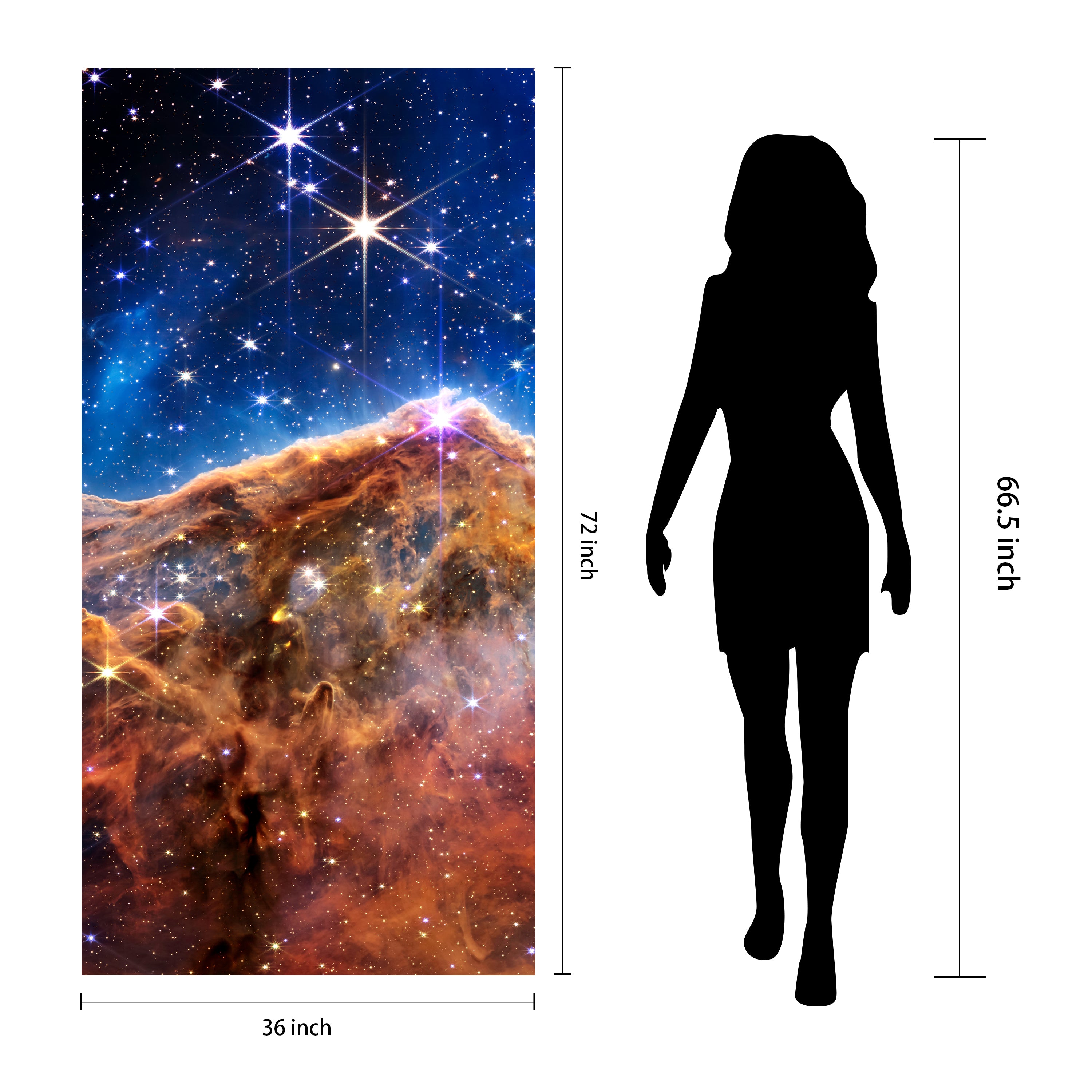 "Mountains of the Carina Nebula B" Frameless Free Floating Reverse Printed Tempered Art Glass Wall Art