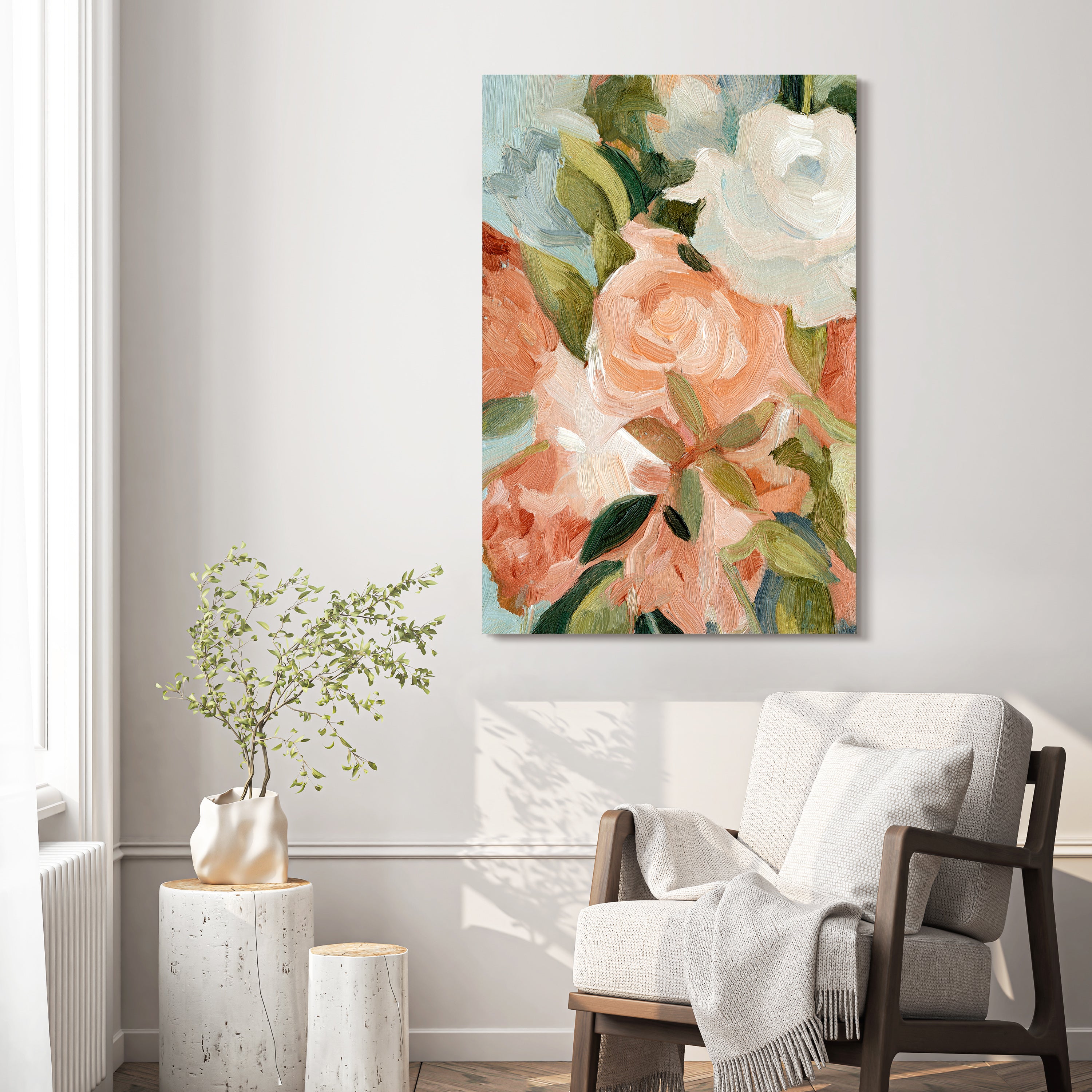 "Floral Harmony II" Bouquet Frameless Free Floating Reverse Printed Tempered Art Glass Wall Art