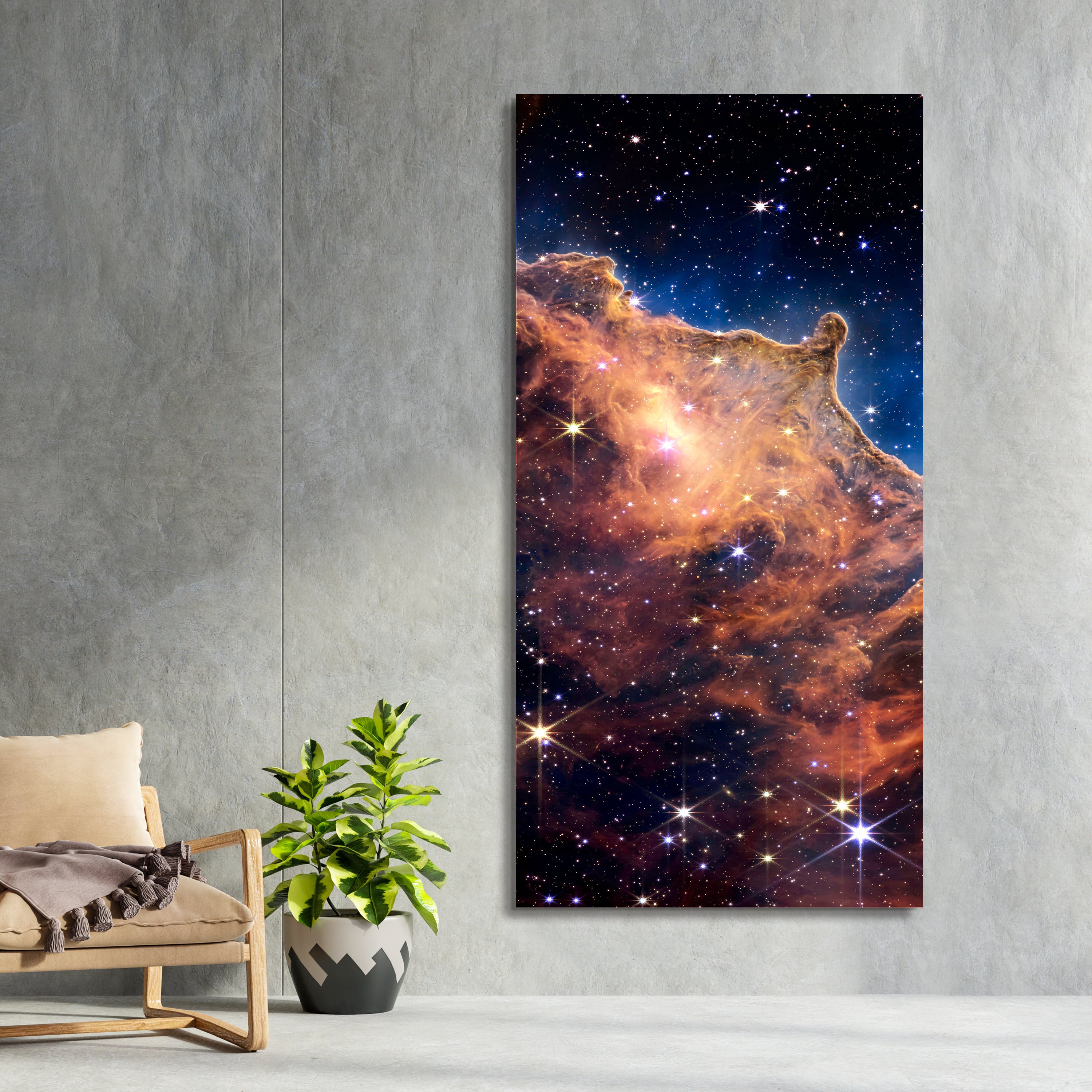 "Mountains of the Carina Nebula A" Frameless Free Floating Reverse Printed Tempered Art Glass Wall Art