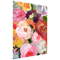 "Blossom Symphony I" Flowers Frameless Free Floating Reverse Printed Tempered Art Glass Wall Art