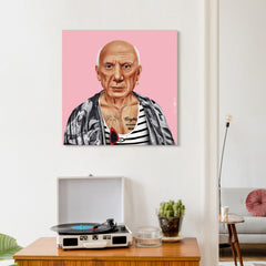 "Hip Pablo Picasso" Frameless Free Floating Reverse Printed Tempered Art Glass Wall Art