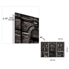 "Historic Brownstone Trio" Buildings Frameless Free Floating Reverse Printed Tempered Art Glass Wall Art