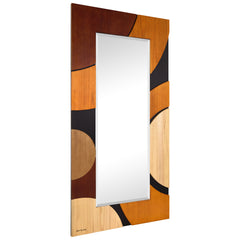 "Curved Elegance" Hand Made Solid Paulownia Wood Beveled Leaner Mirror size 80"x40"