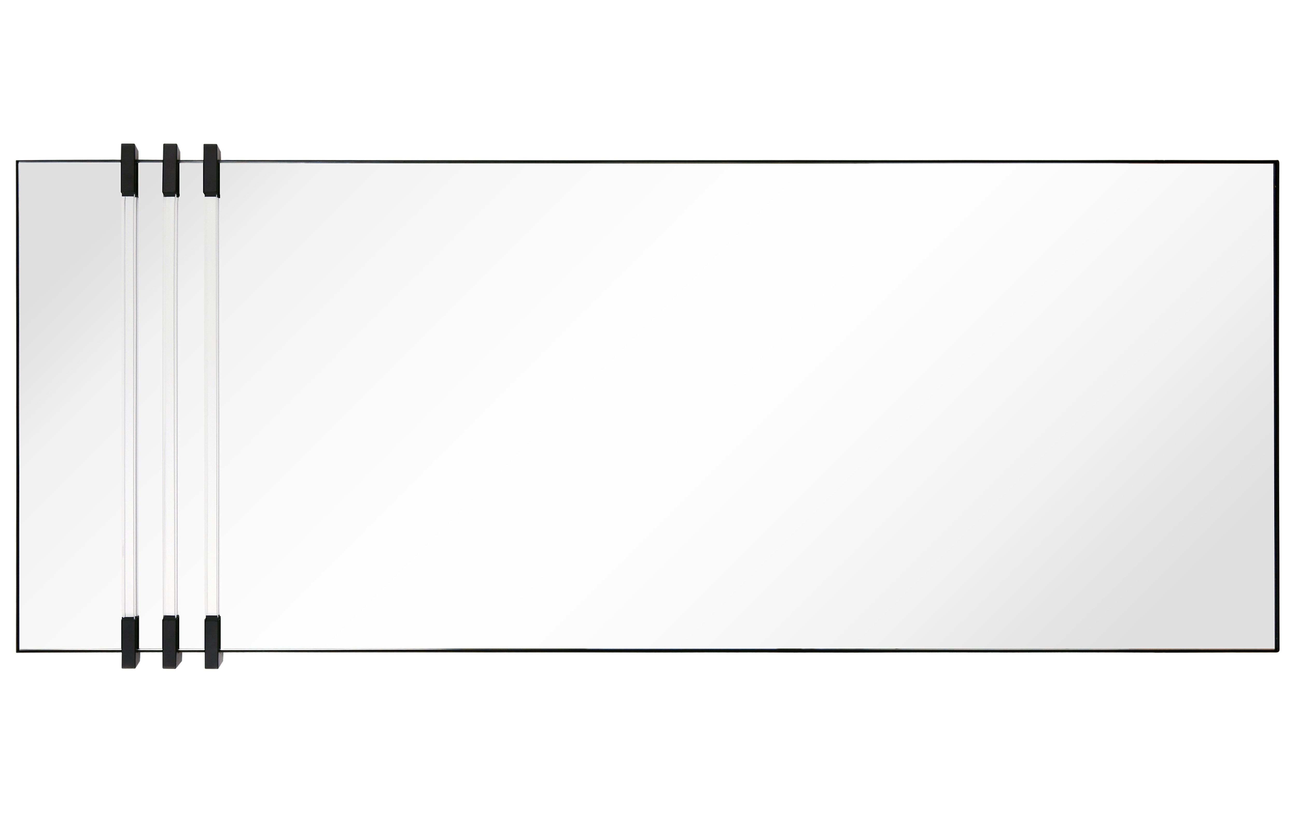 "Acrylic Accent Rectangular Wall Mirror",30"x72" Mirror Featuring Three Clear Acrylic Accent Rails, on a Black Iron Frame