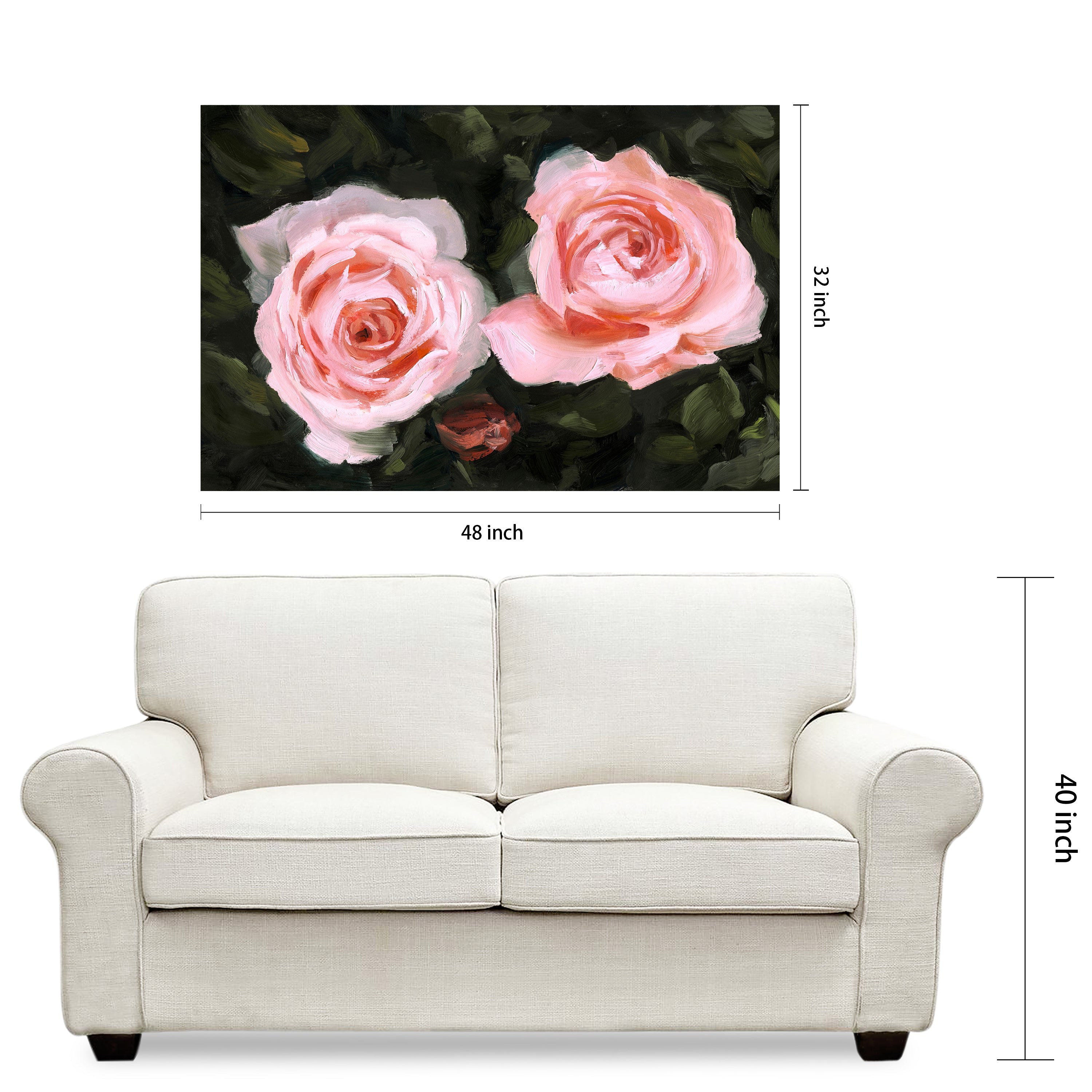 "Ethereal Roses I" Frameless Free Floating Reverse Printed Tempered Art Glass Wall Art